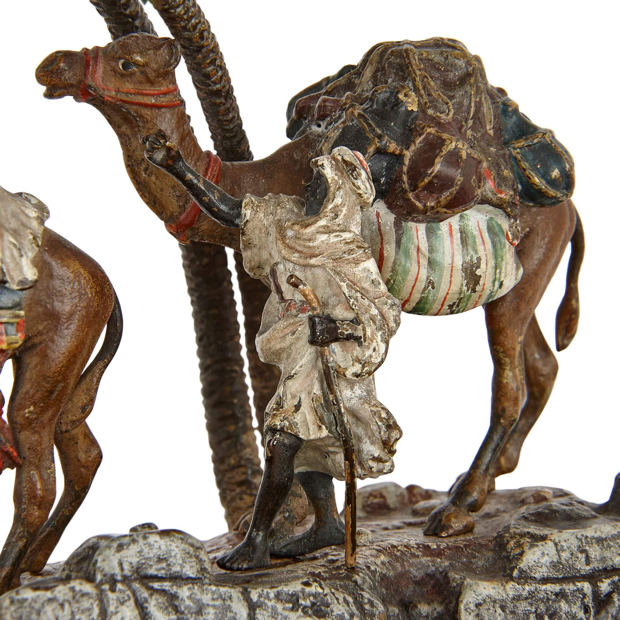 Moorish Viennese Cold-Painted Orientalist Bronze Group by Franz Bergman For Sale