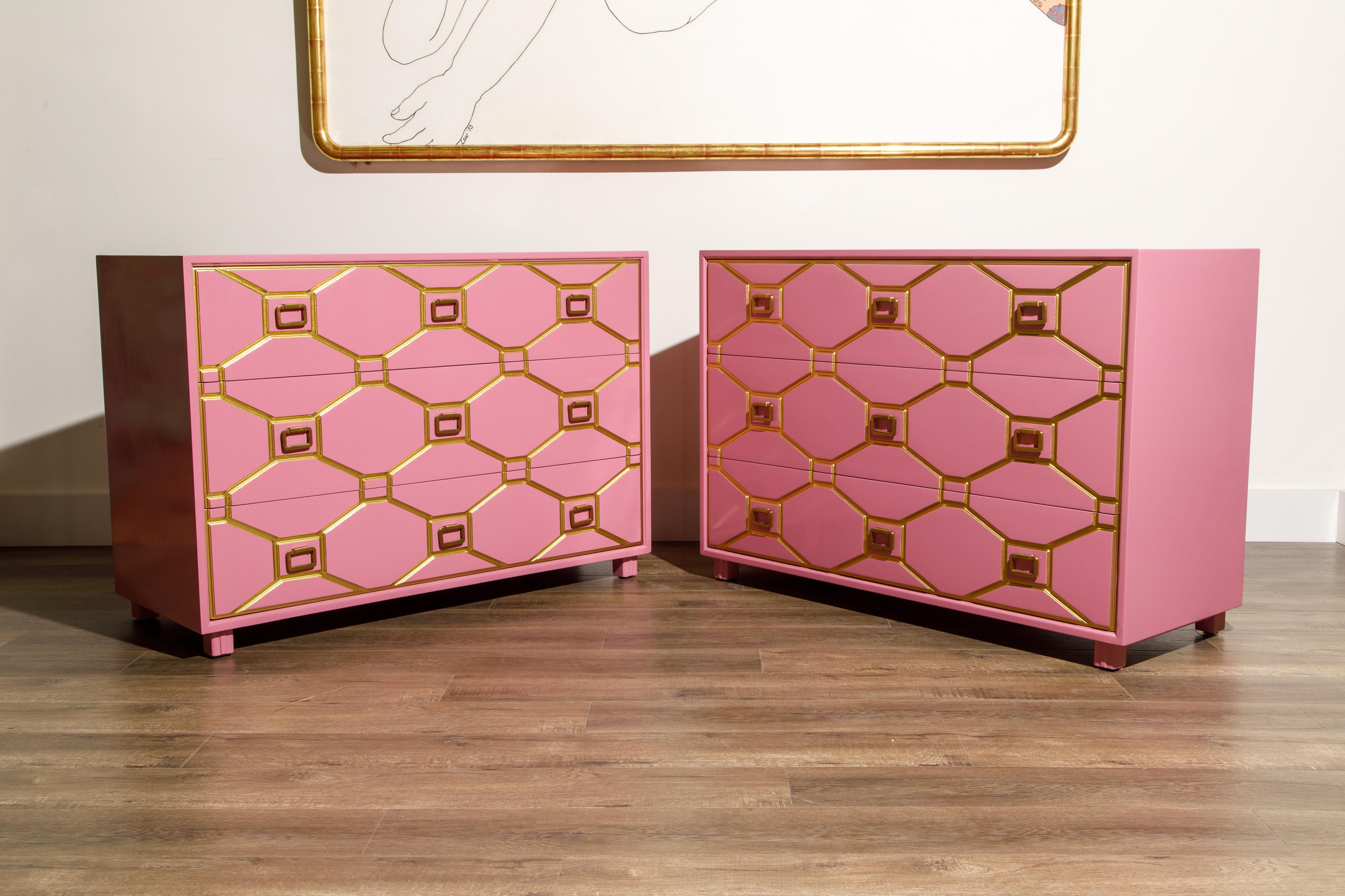 Lacquered Viennese Collection Dressers by Dorothy Draper for Henredon, circa 1960, Signed