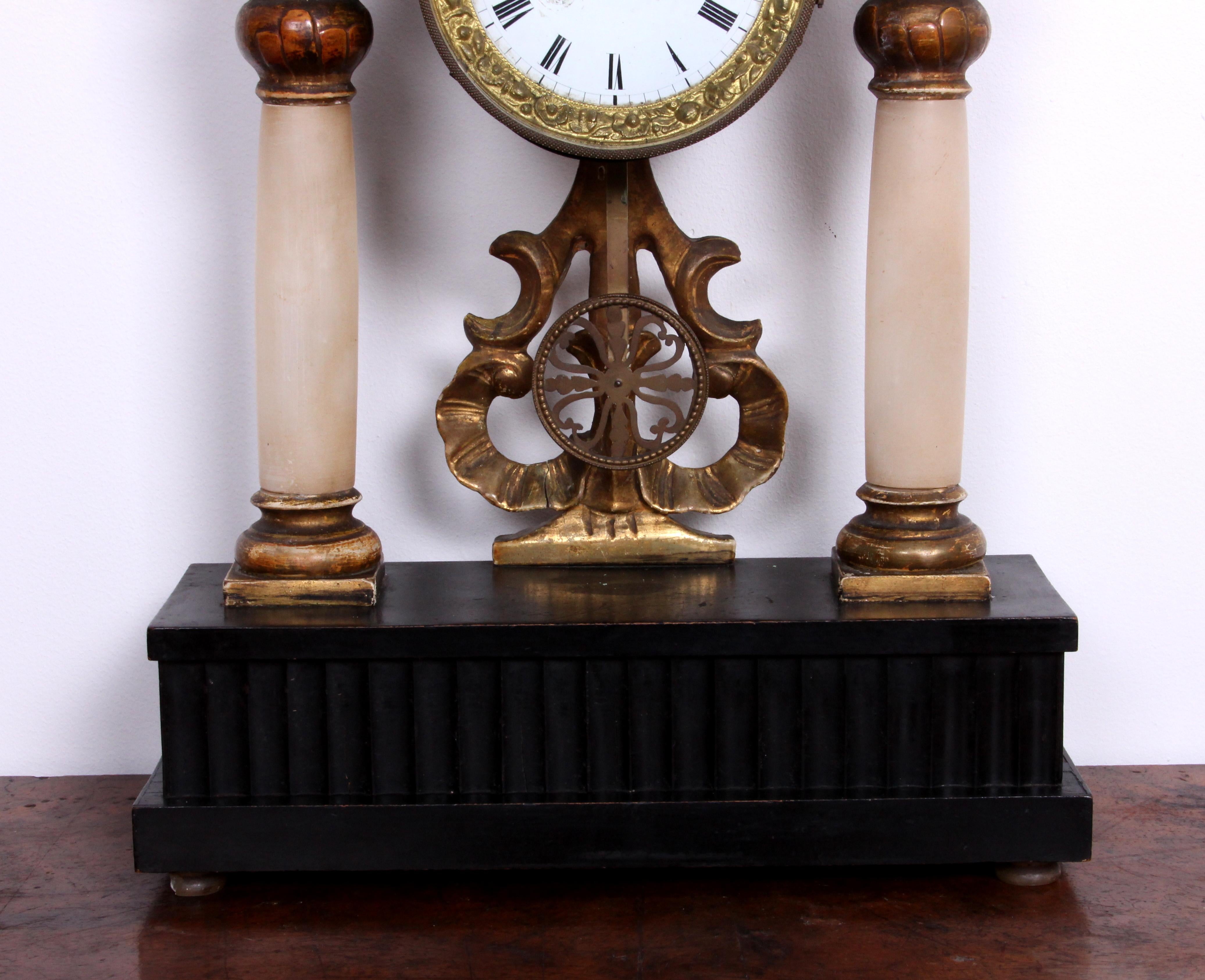 Wiener Säulen-Uhr Portal-Uhr Biedermeier-Ära Minenblumen-Schrank ar. 1840  im Angebot 2