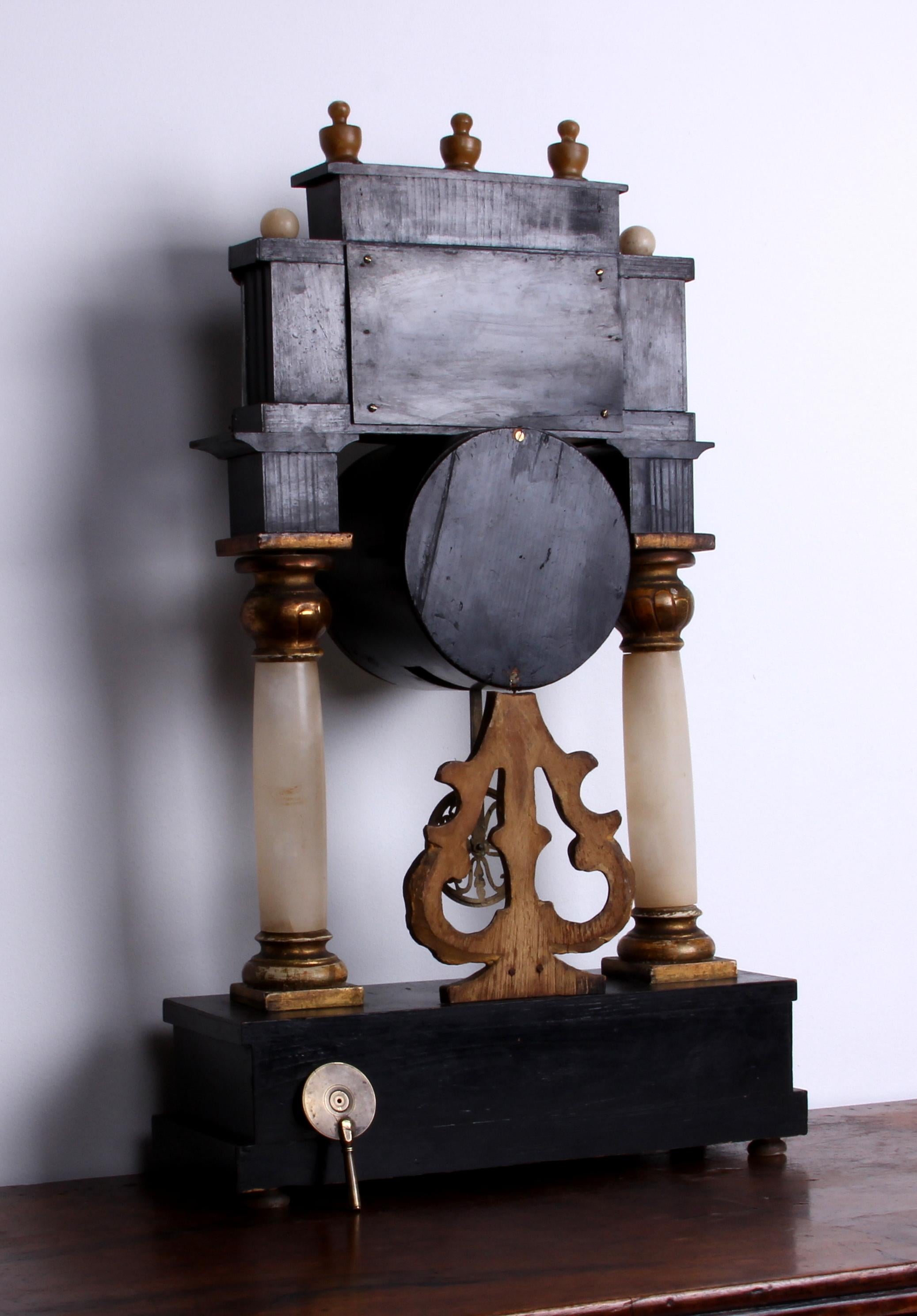 Wiener Säulen-Uhr Portal-Uhr Biedermeier-Ära Minenblumen-Schrank ar. 1840  im Angebot 9