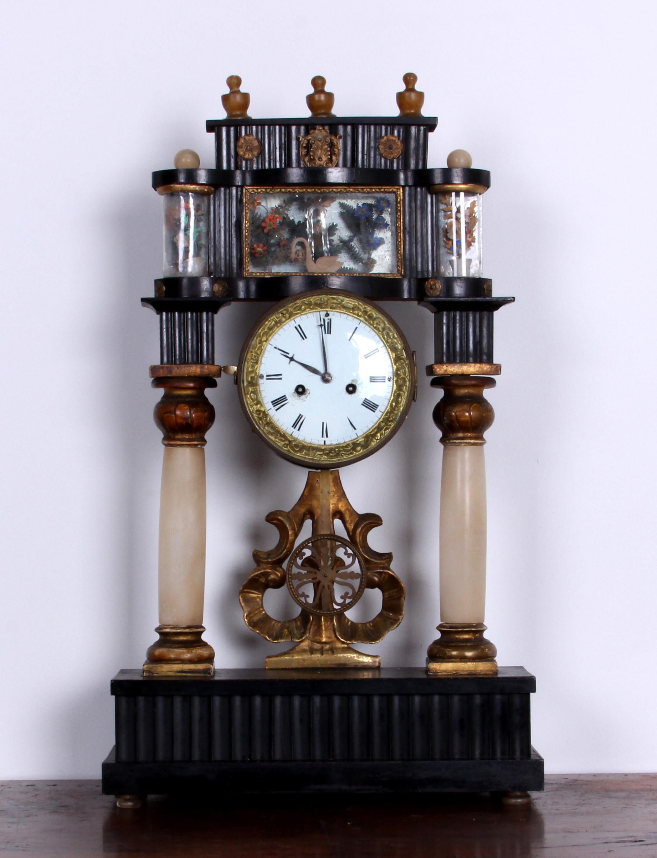Viennese Column Clock Portal Clock Biedermeier era min flower showcase ar. 1840  For Sale 12