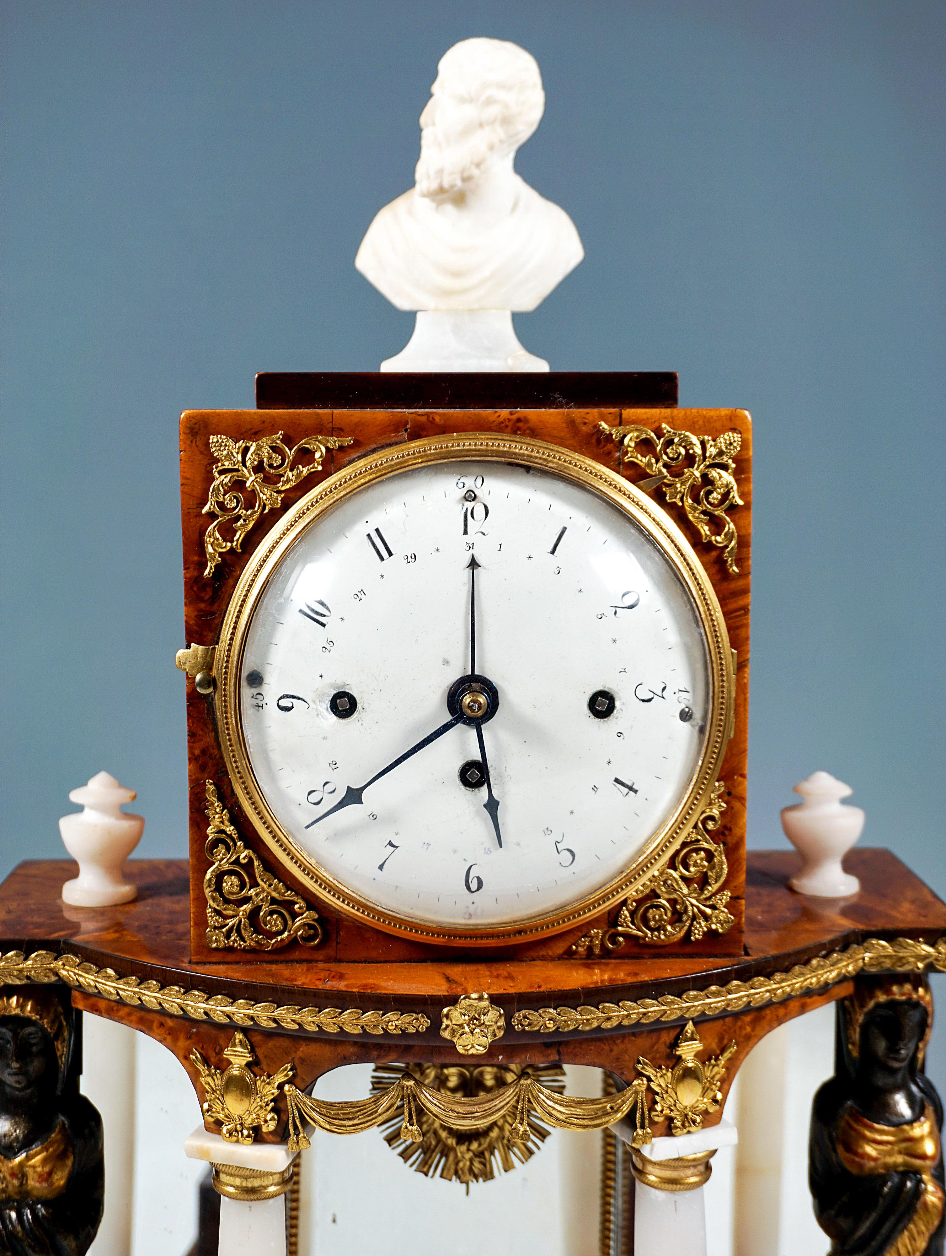 Horloge portail Empire viennoise avec cariatides et garnitures dorées, vers 1810 Bon état - En vente à Vienna, AT