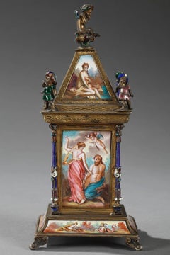 Reloj Vienés de Esmalte y Plata, Siglo XIX