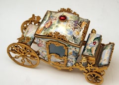 Viennese Enamel Carriage Painted Gilt Bronze Mountings Vienna Made circa 1880