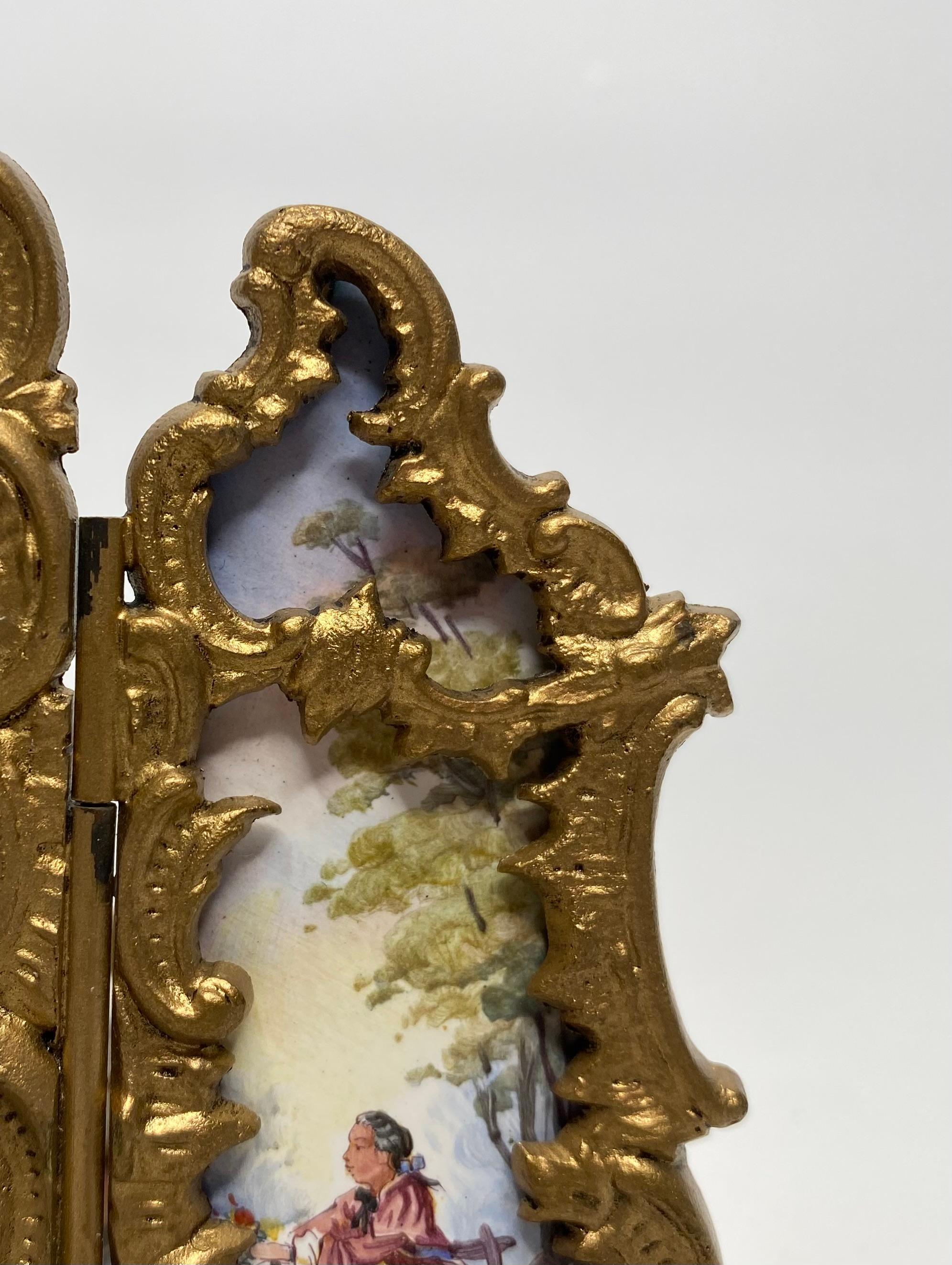 Early 20th Century Viennese enamel miniature screen, c. 1900. For Sale