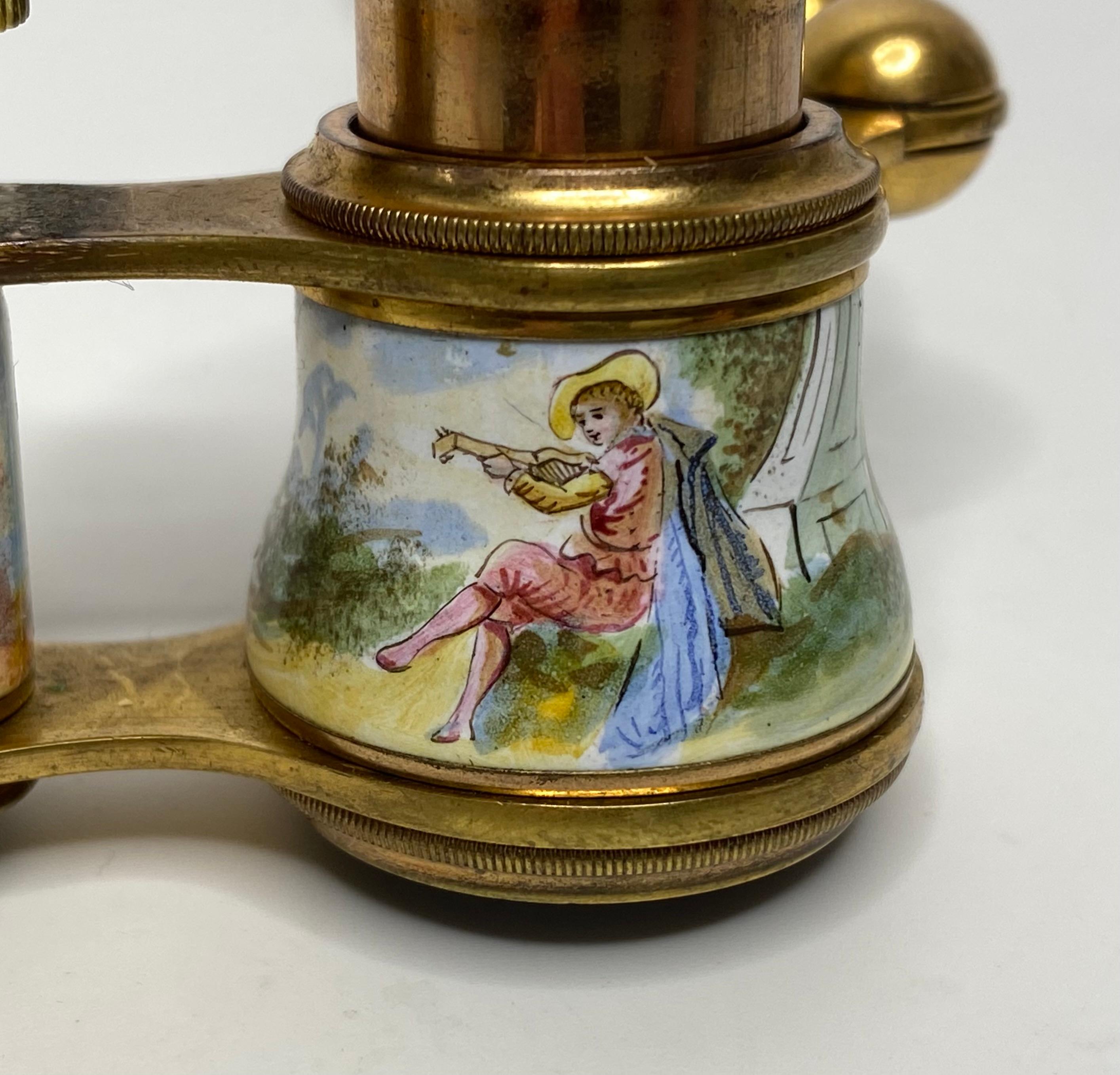 Early 20th Century Viennese enamel opera glasses, c. 1900. For Sale