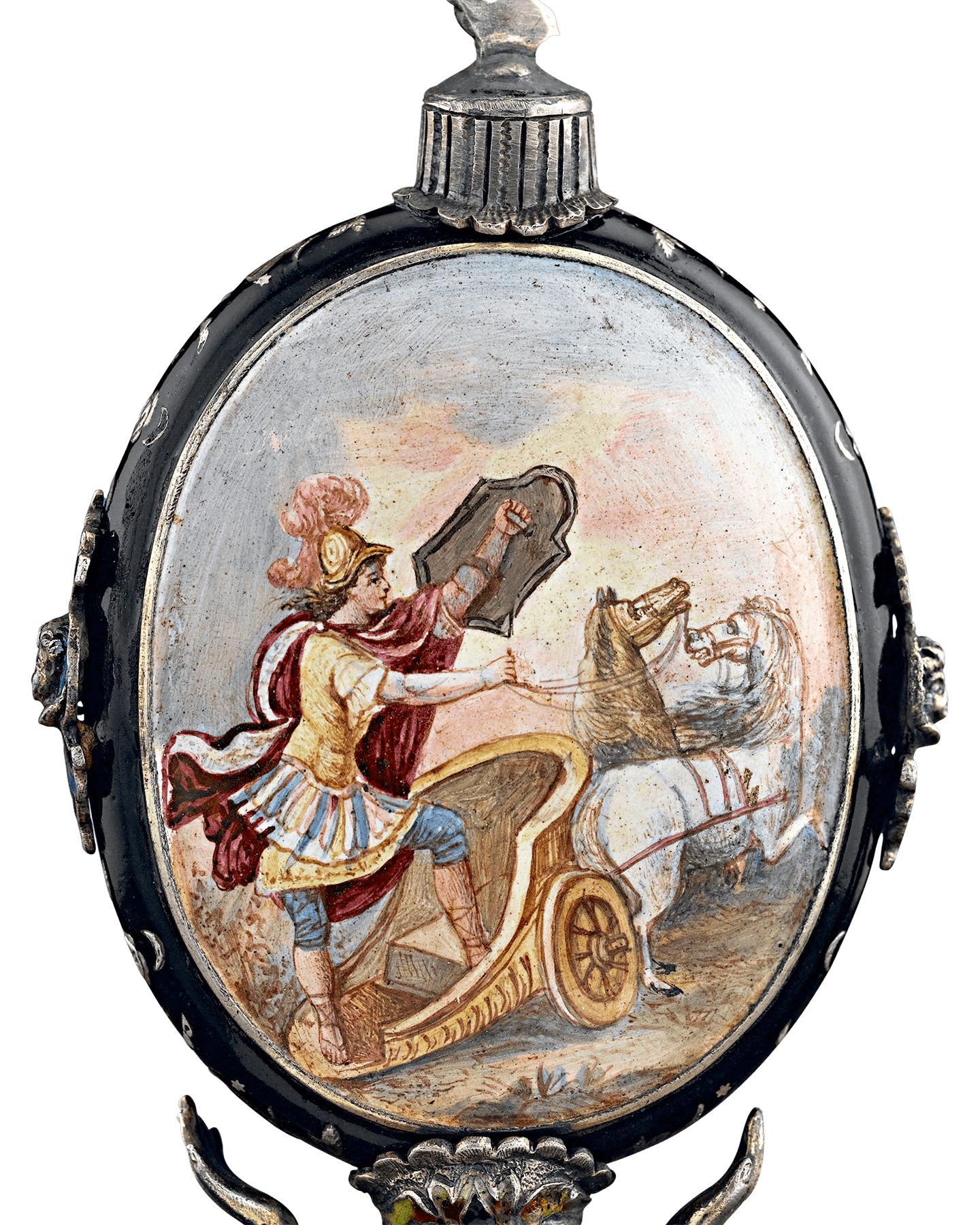 Viennese Enamel Soldier Clock In Excellent Condition For Sale In New Orleans, LA