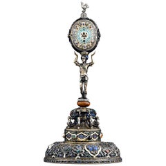 Viennese Enamel Soldier Clock