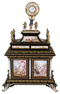 Viennese enamel table cabinet, 19th Century