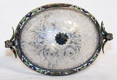 Viennese Enameled Silver and Rock Crystal Coupe and Cover by Herman Bohm