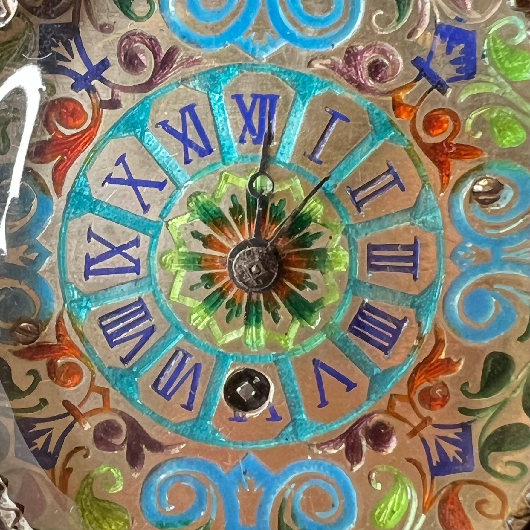 Viennese Enameled Silver Table Clock Attributed to Herman Bohm 6
