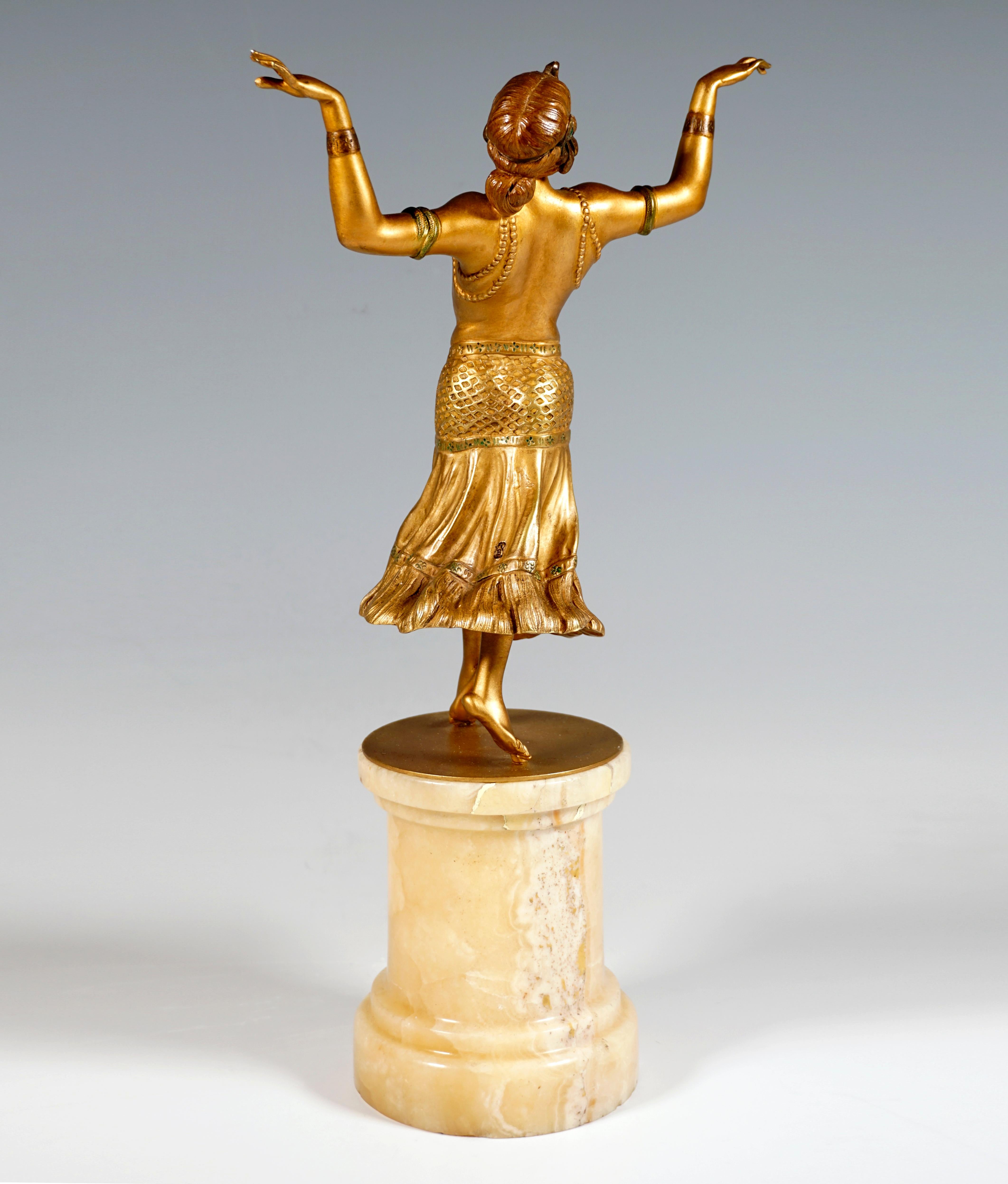 Other Viennese Gilded Bronze, Oriental Dancer On Onyx Base by Bergmann, around 1915
