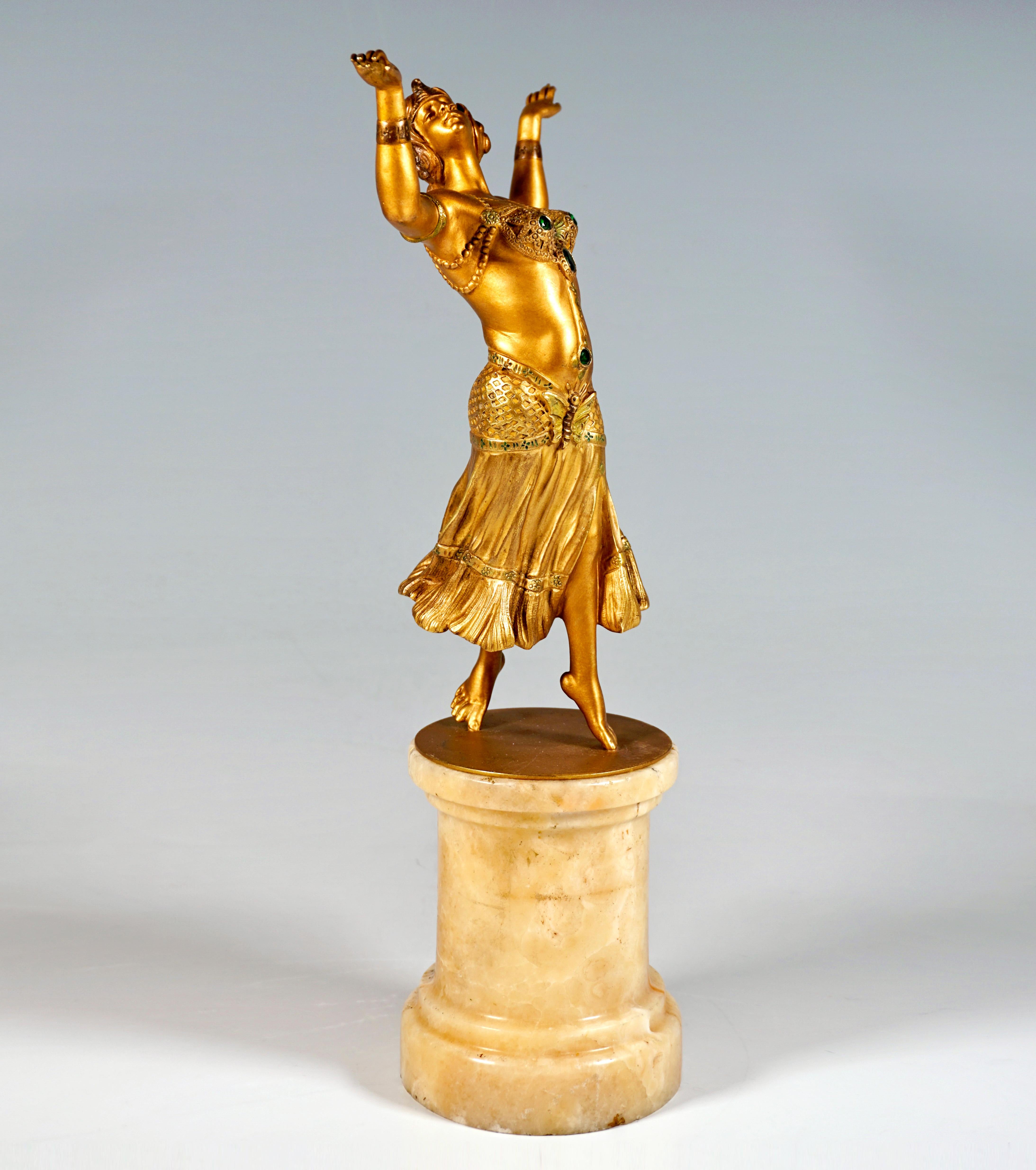Austrian Viennese Gilded Bronze, Oriental Dancer On Onyx Base by Bergmann, around 1915