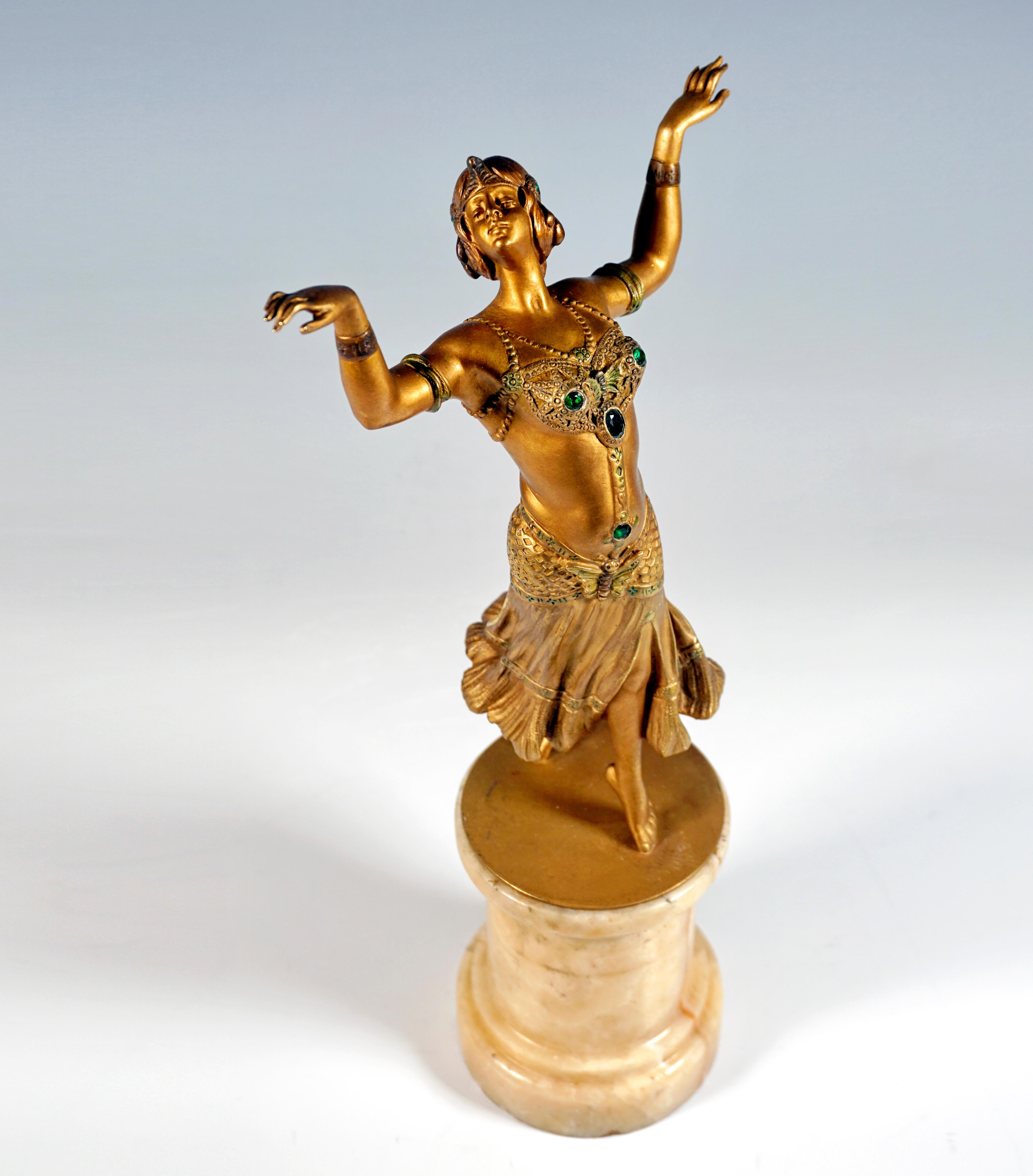 Gilt Viennese Gilded Bronze, Oriental Dancer On Onyx Base by Bergmann, around 1915