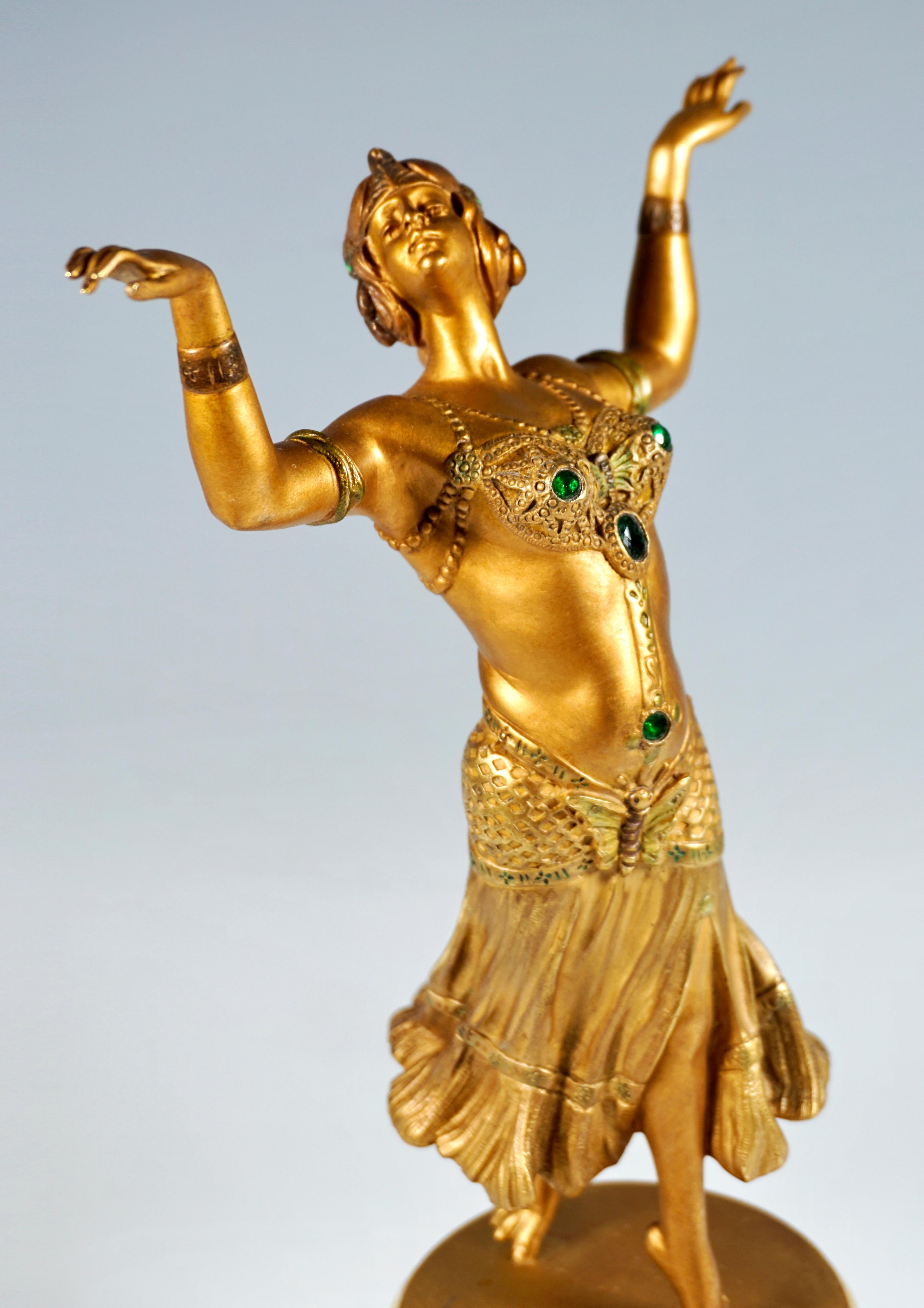 Early 20th Century Viennese Gilded Bronze, Oriental Dancer On Onyx Base by Bergmann, around 1915