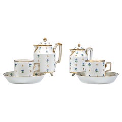 Viennese Imperial Porcelain Coffee Tete-a-tete, Cornflowers And Gold, Made 1797