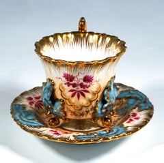 Elbogen Porcelain Manufacrory Collecting Cup, Acanthus Pink Blue & Gold, 1845