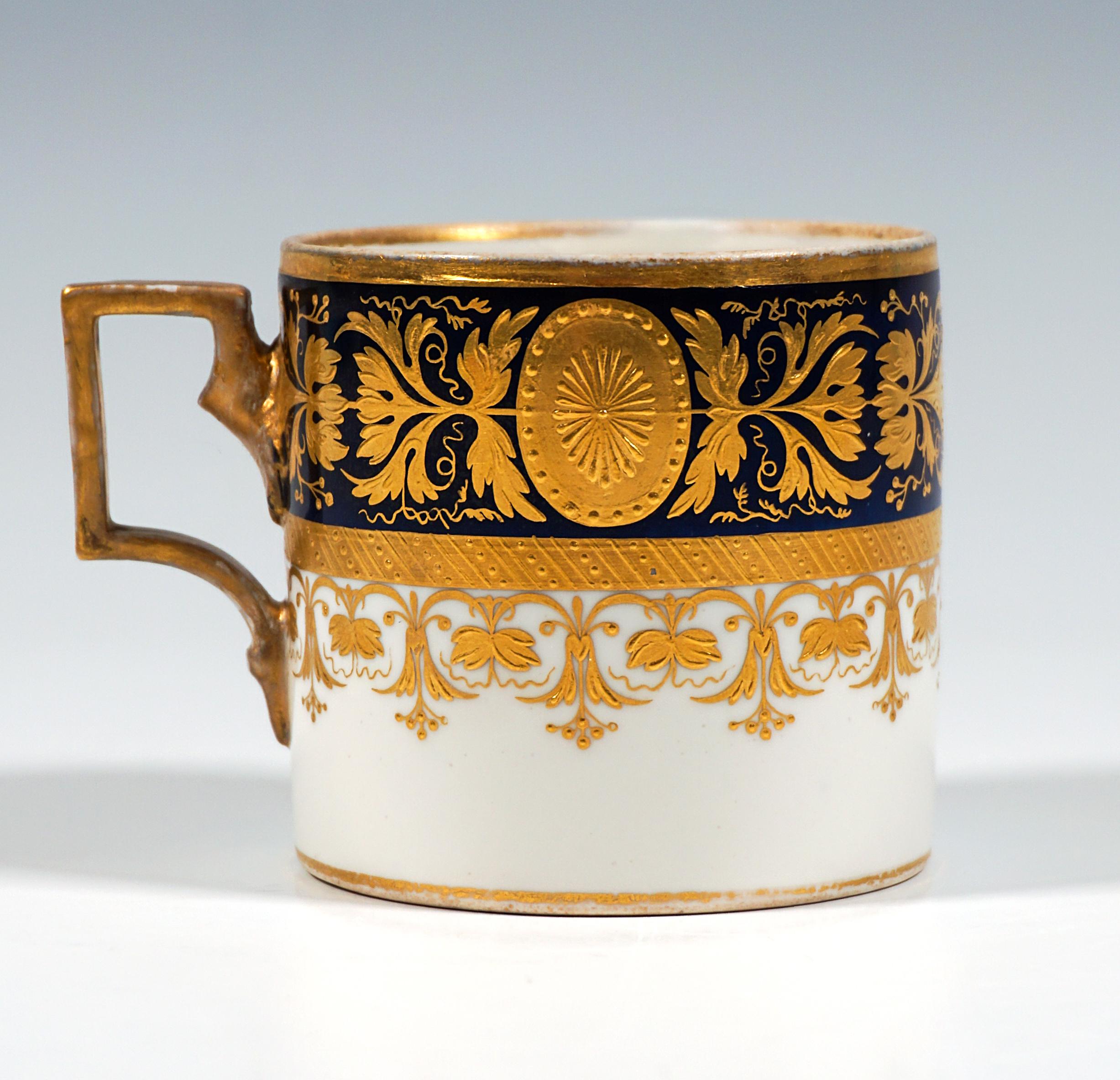Taza de colección de porcelana imperial vienesa, cobalto y oro, Sorgenthal, 1799 Austríaco