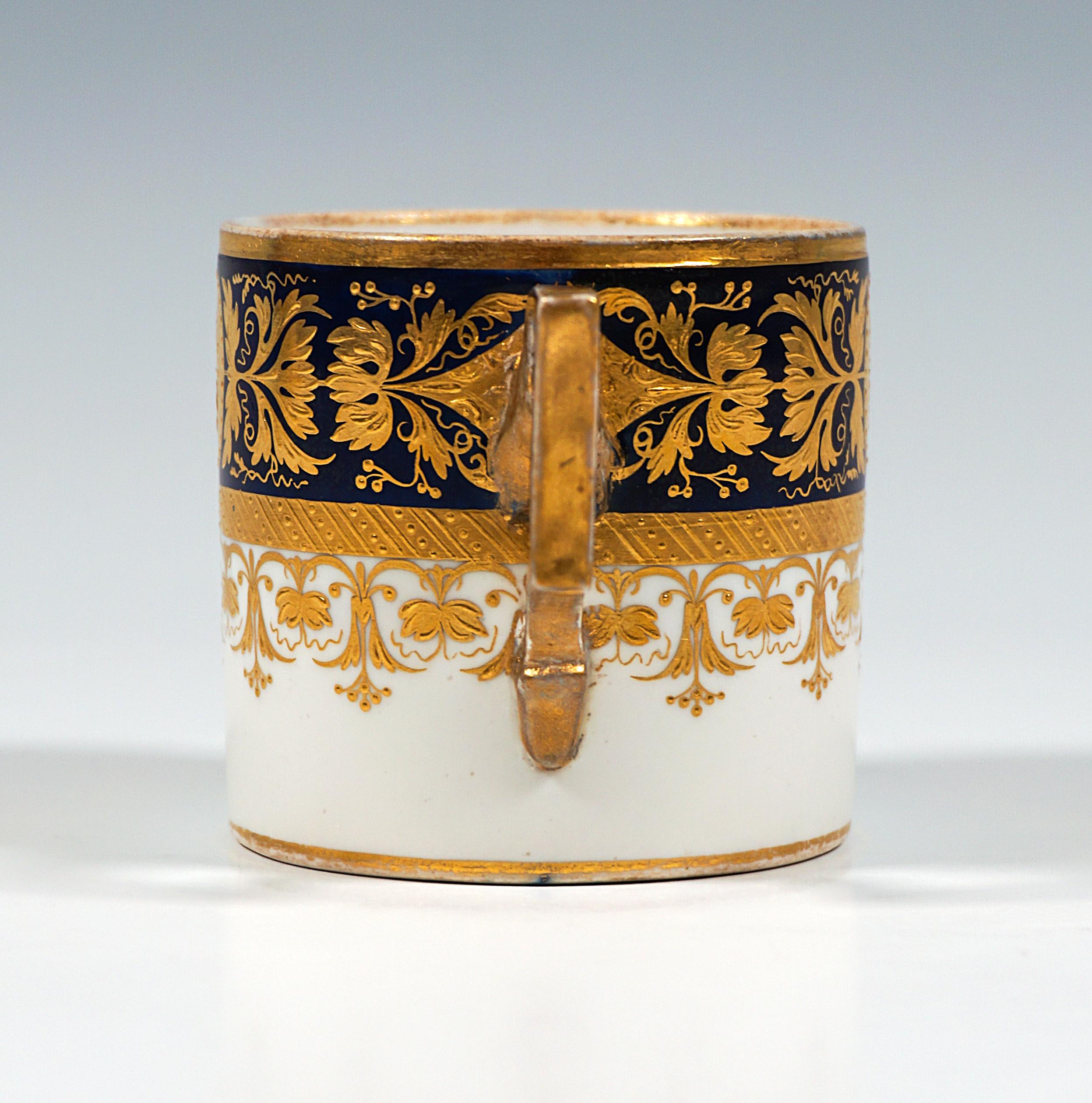 Taza de colección de porcelana imperial vienesa, cobalto y oro, Sorgenthal, 1799 Hecho a mano
