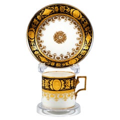 Taza de colección de porcelana imperial vienesa, cobalto y oro, Sorgenthal, 1799