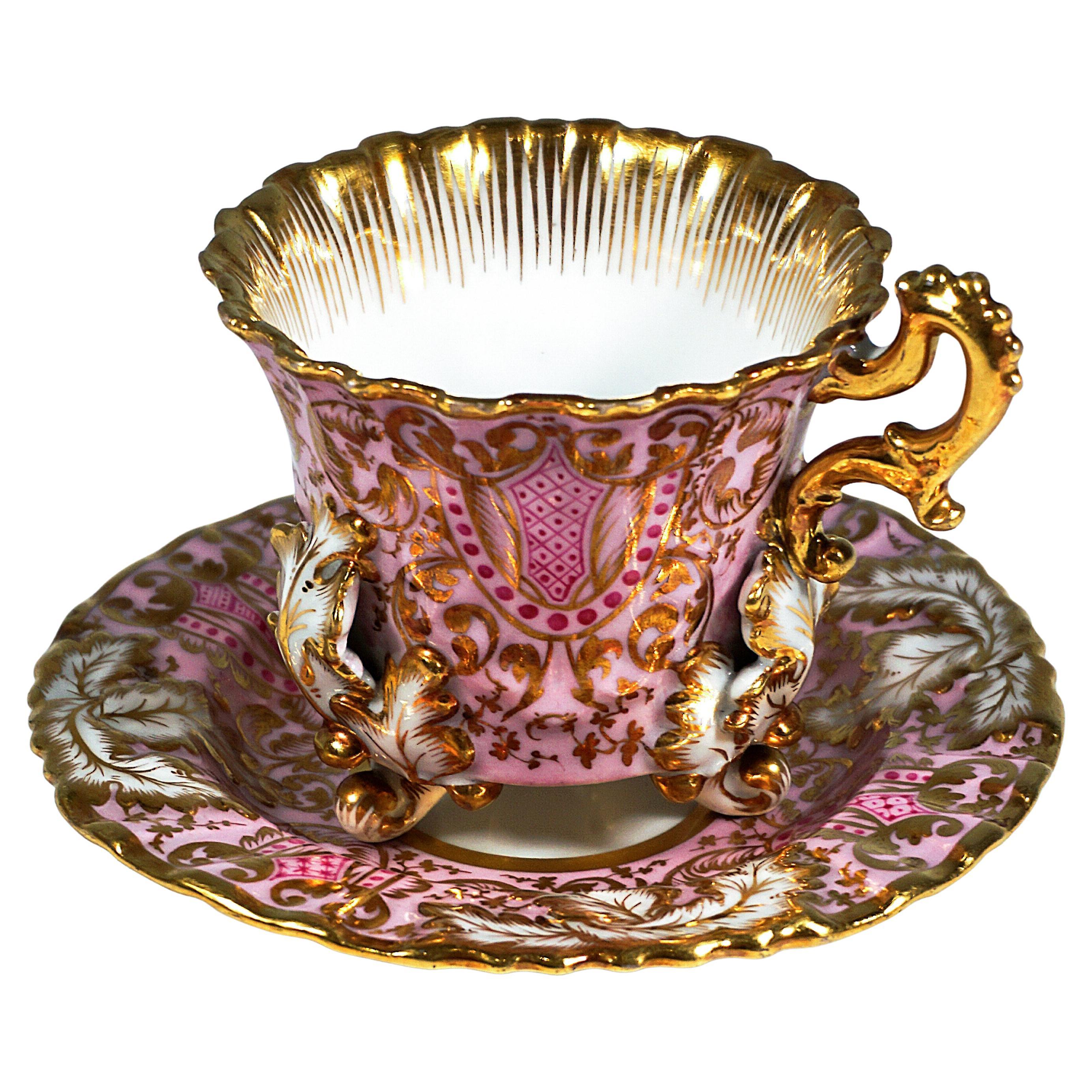 Elbogen Porcelain Manufacrory Collecting Cup, Rocailles With Pink & Gold, 1845