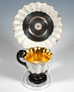 Viennese Imperial Porcelain Collecting Cup, Shell Cup With Silver And Gold, 1824