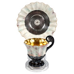 Viennese Imperial Porcelain Collecting Cup, Shell Cup With Silver And Gold, 1824