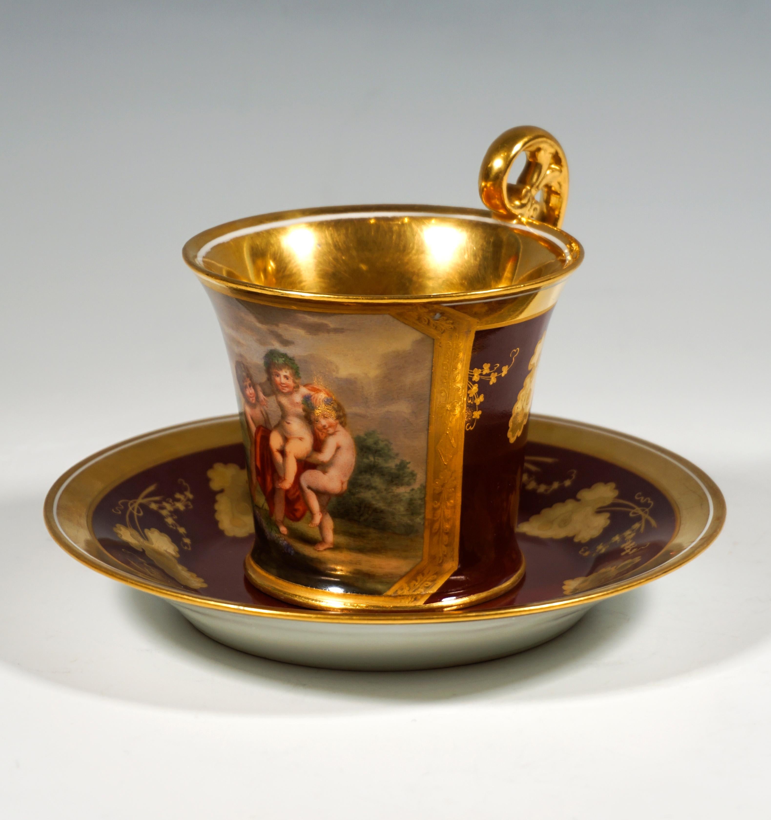 Austrian Viennese Imperial Porcelain Collecting Cup 'Three Cupids As Bacchants', 1816