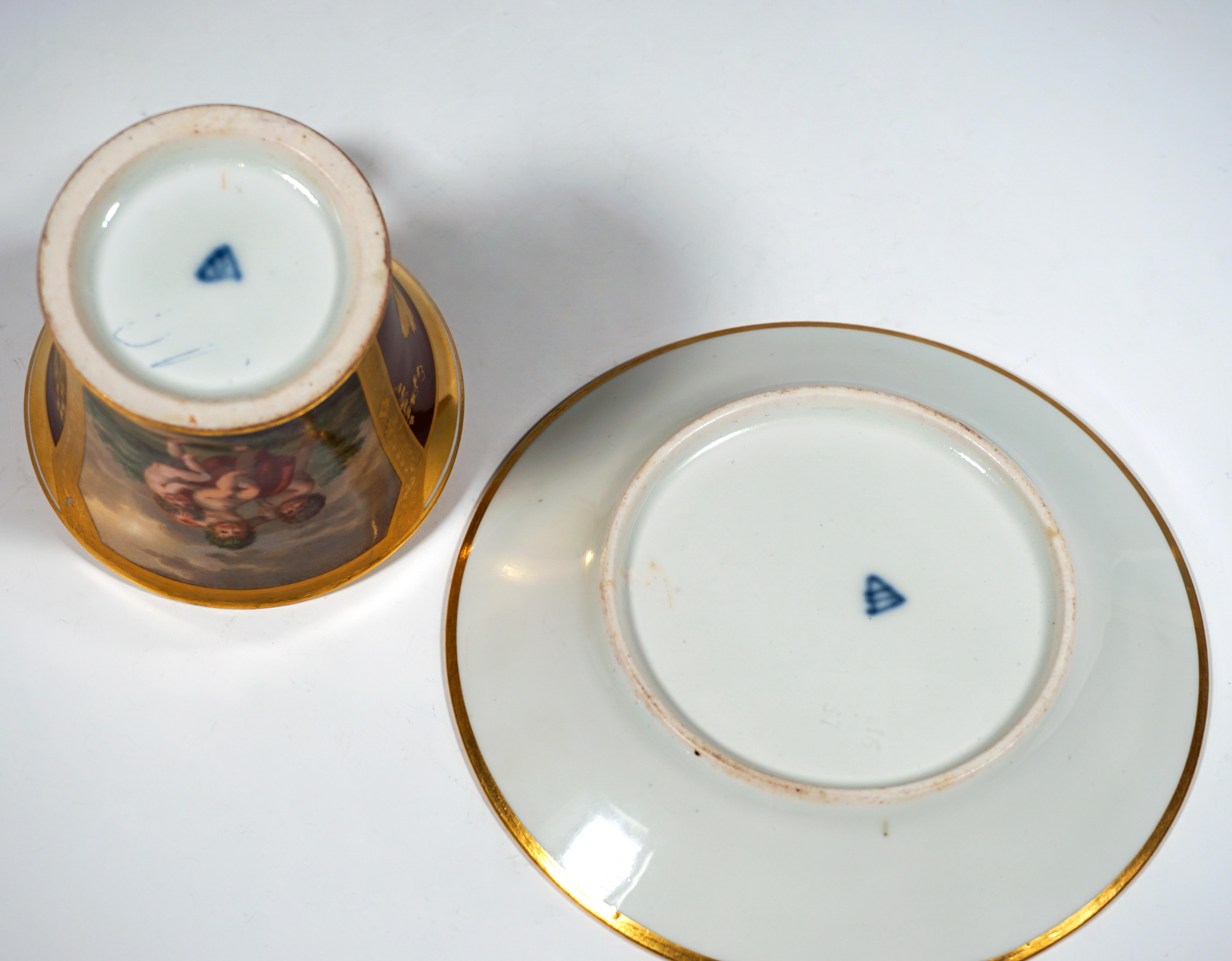 Viennese Imperial Porcelain Collecting Cup 'Three Cupids As Bacchants', 1816 1