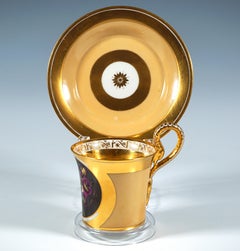 Wiener kaiserlicher Porzellan-Sammlerbecher mit „Wild Pansies“ und Motto, 1813