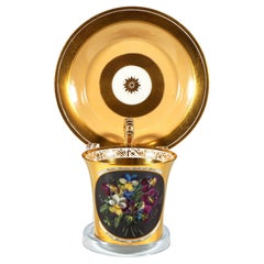 Viennese Imperial Porcelain Collecting Cup 'Wild Pansies' And Motto, 1813