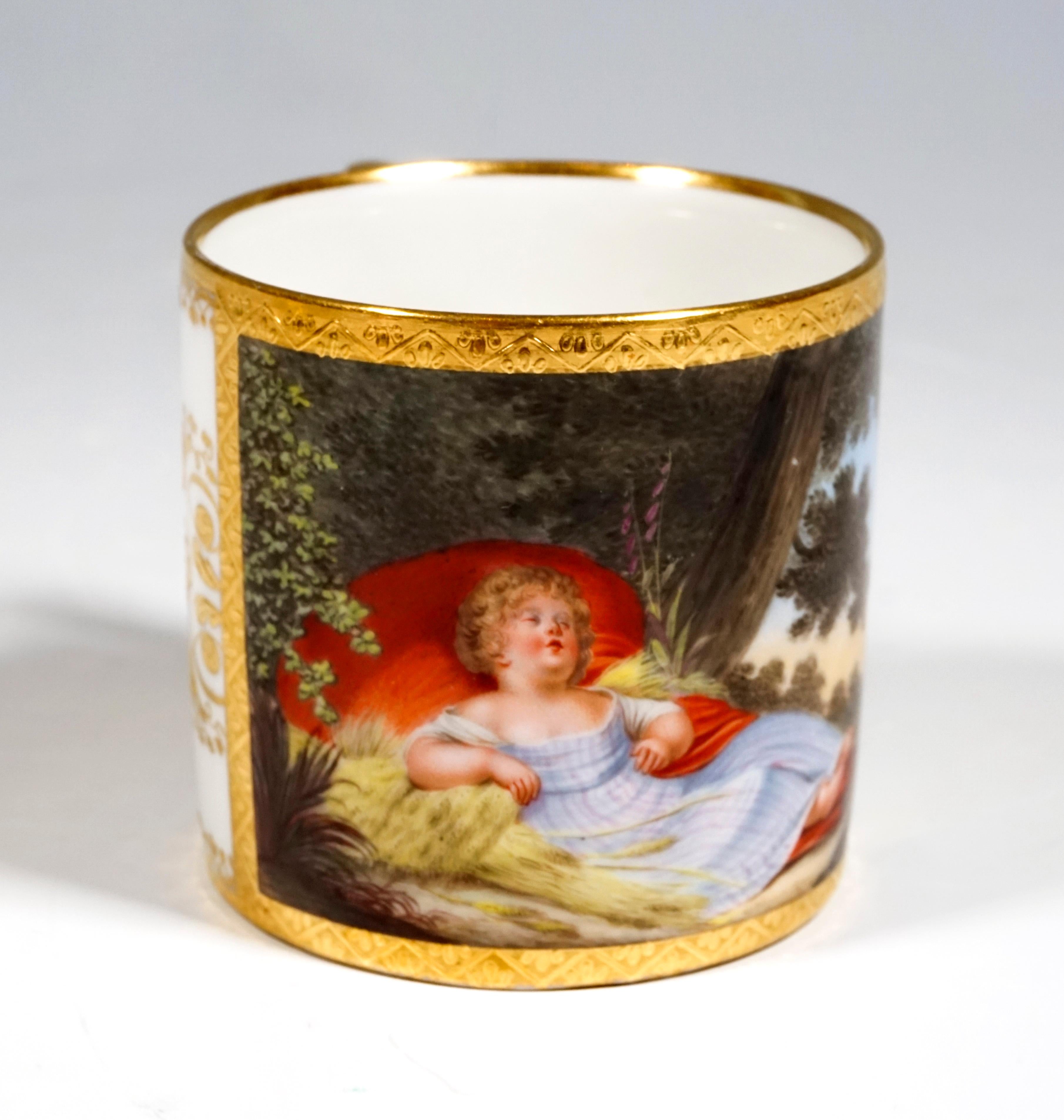 Romantic Viennese Imperial Porcelain Collecting Cup With Sleeping Girl, Sorgenthal, 1801