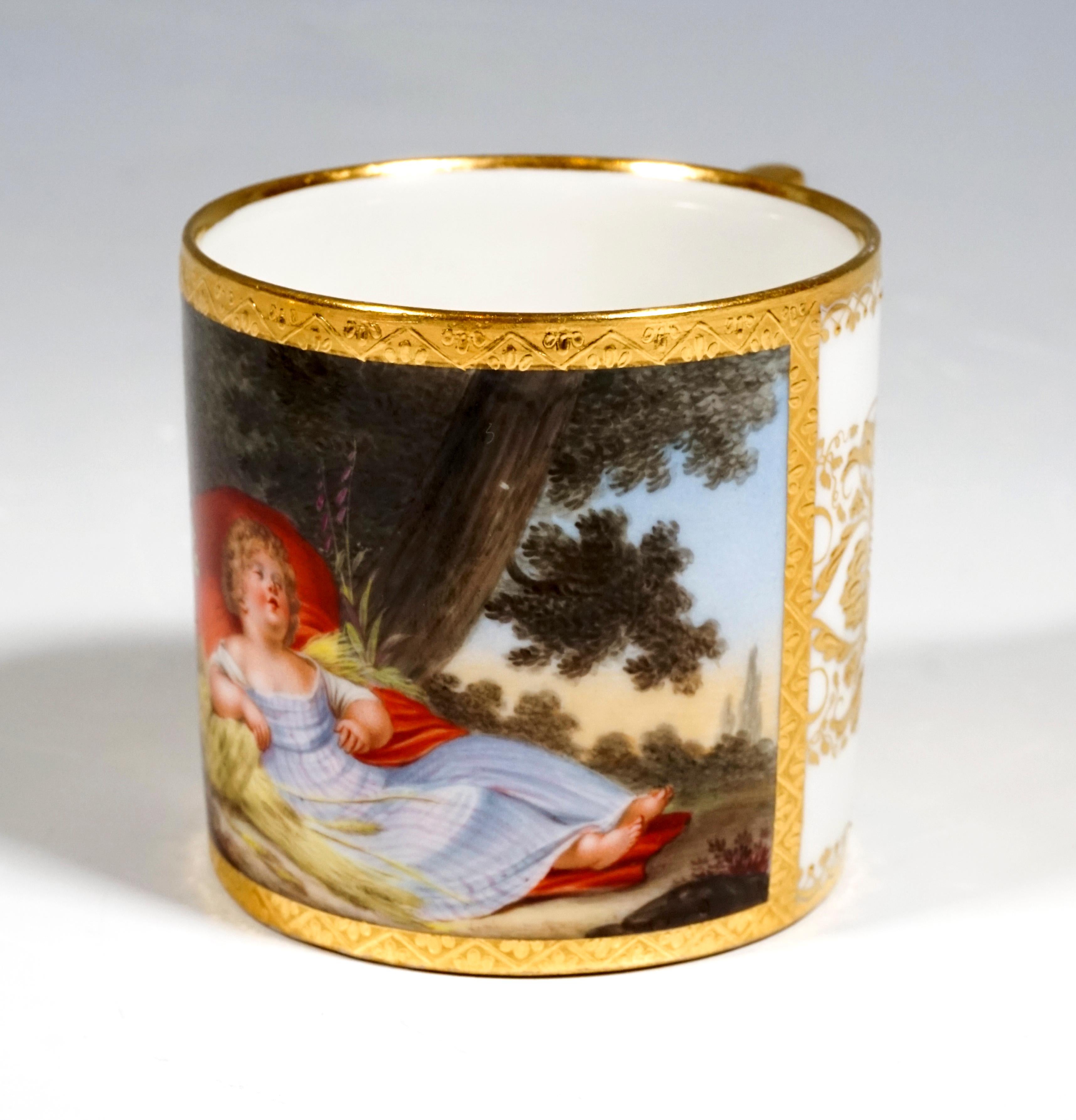 Austrian Viennese Imperial Porcelain Collecting Cup With Sleeping Girl, Sorgenthal, 1801