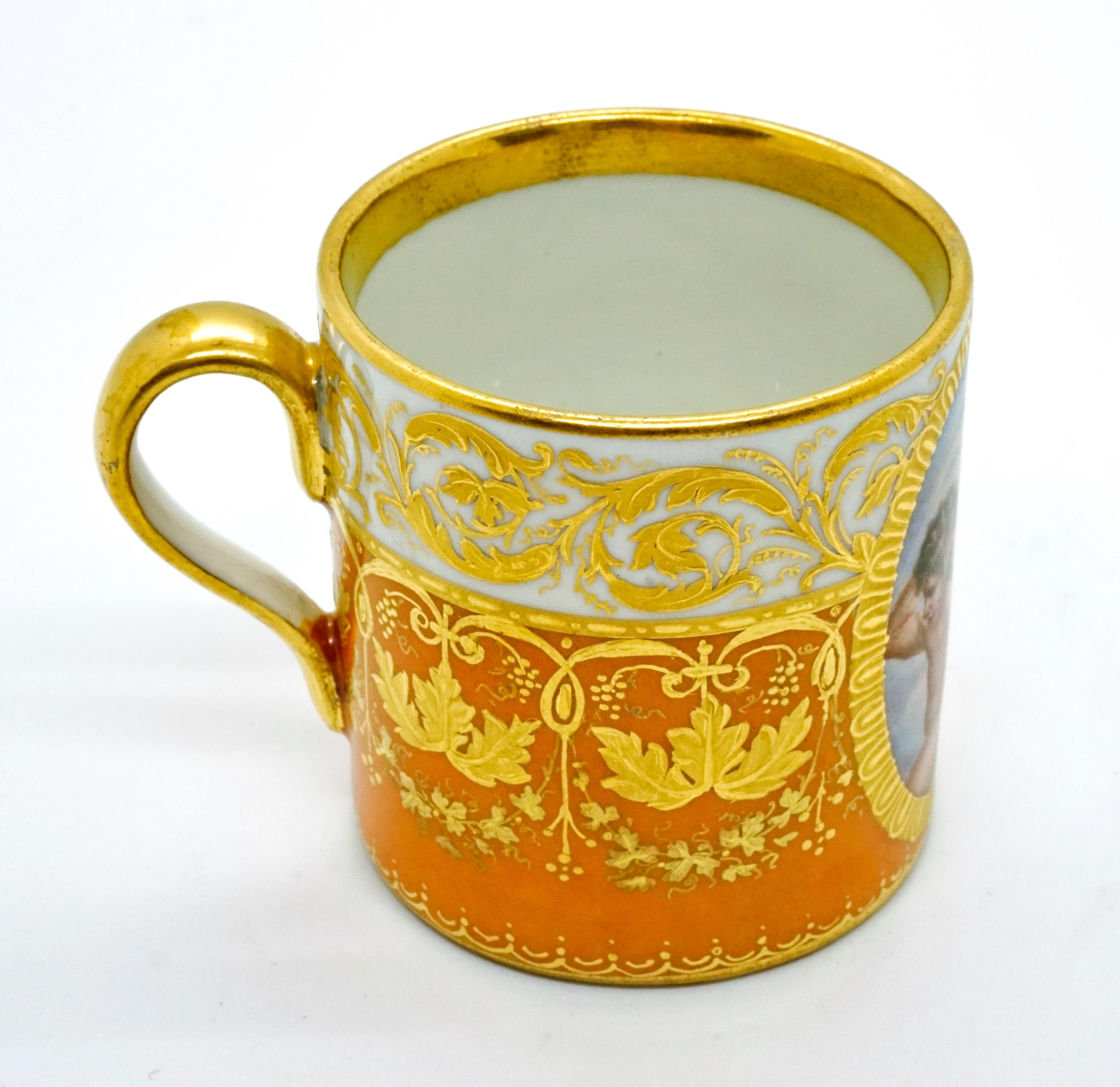 Hand-Crafted Viennese Imperial Porcelain Collecting Cup Yellow and Gold with Cupids, 1825