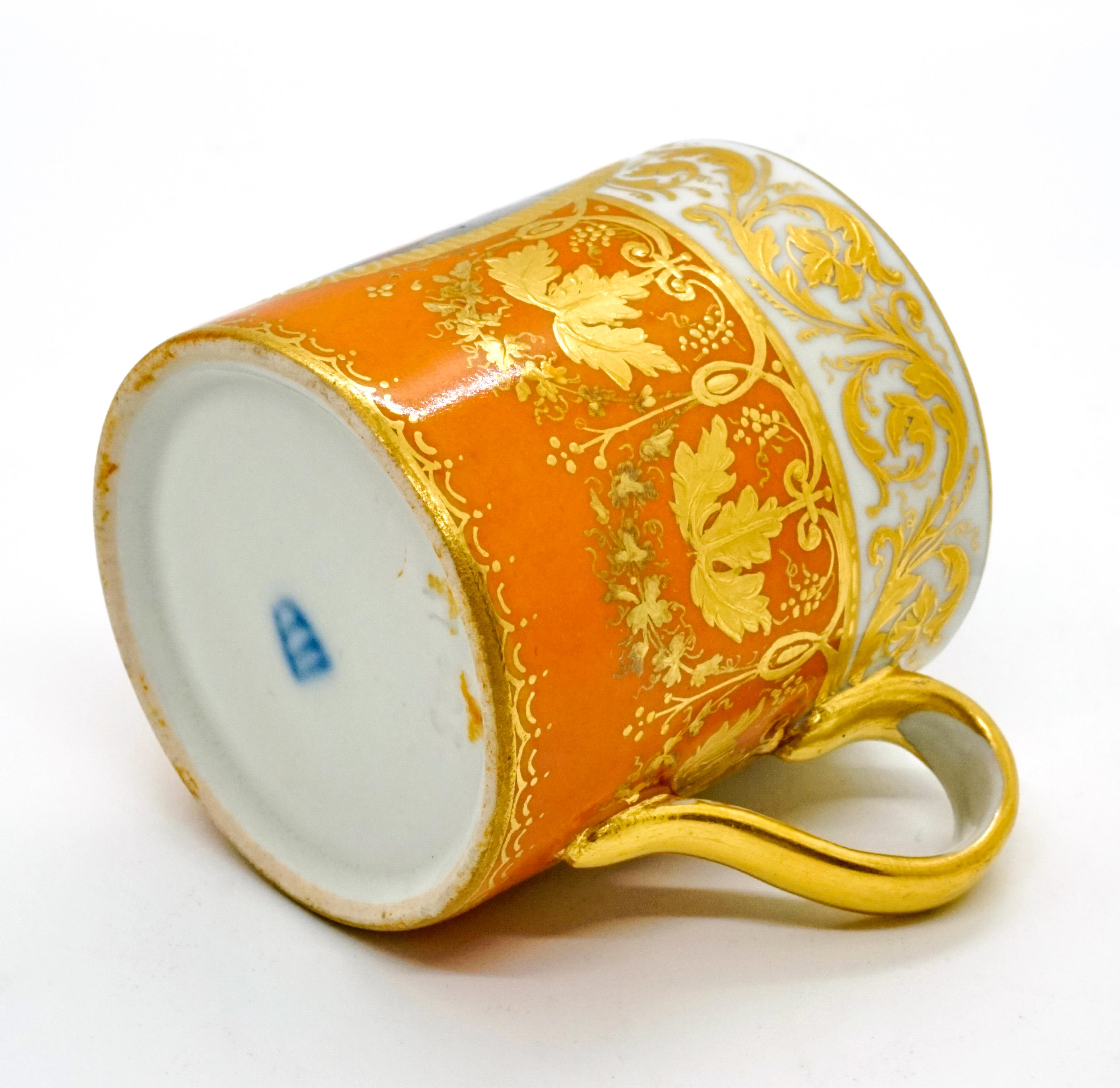 Early 19th Century Viennese Imperial Porcelain Collecting Cup Yellow and Gold with Cupids, 1825