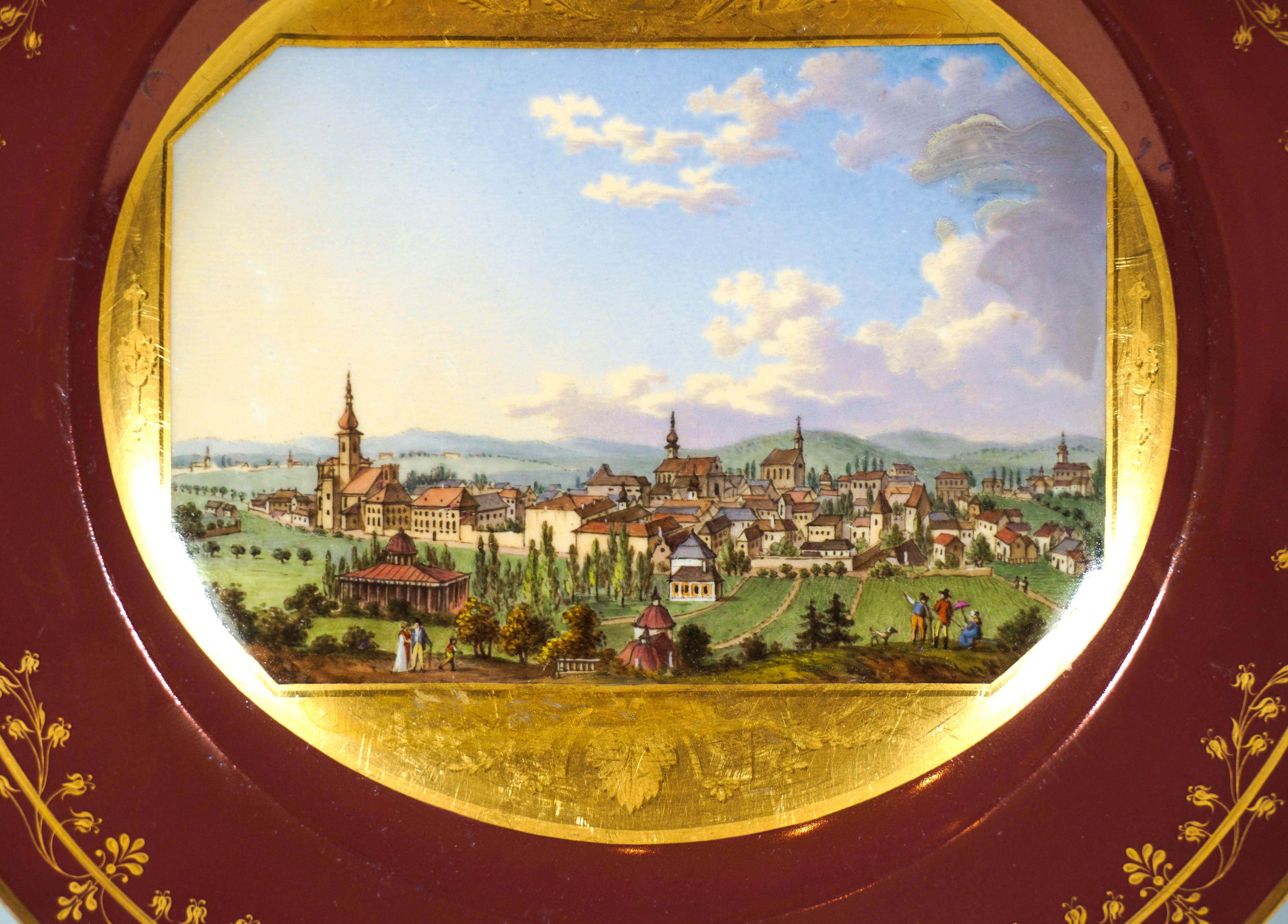 Austrian Viennese Imperial Porcelain Picture Plate Plate, Baden En Autriche, 1813 For Sale