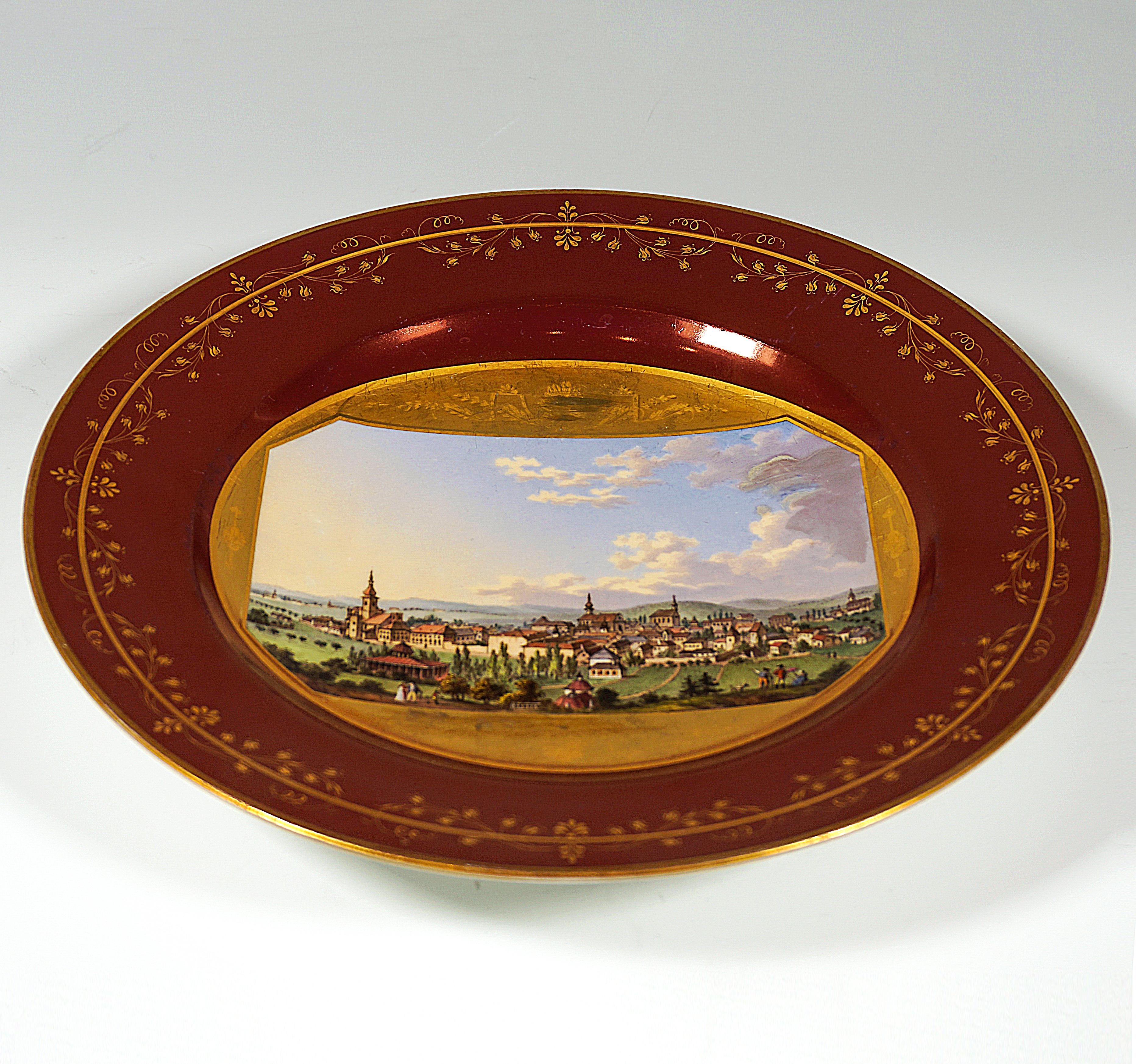 Hand-Crafted Viennese Imperial Porcelain Picture Plate Plate, Baden En Autriche, 1813 For Sale