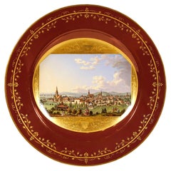 Antique Viennese Imperial Porcelain Picture Plate Plate, Baden En Autriche, 1813