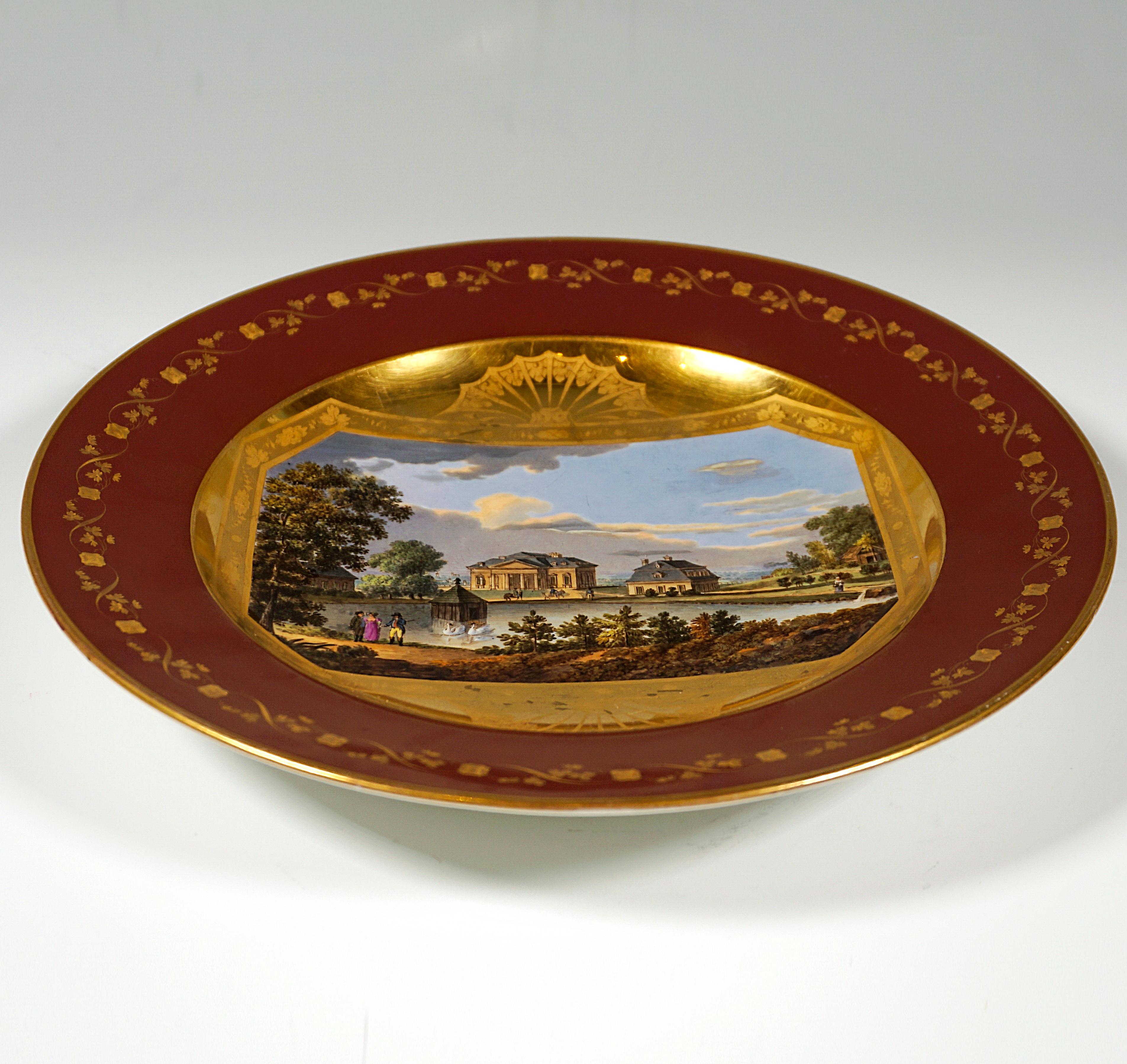 Early 19th Century Viennese Imperial Porcelain Picture Plate Plate Château Predigtstuhl Vienna 1813