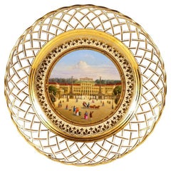 Plato de porcelana imperial vienesa, "K.k. Lustschloß Schönbrunn Á Vienne", 1818