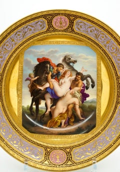 Viennese Imperial Porcelain Splendour Plate 'Abduction Of Phoebe And Elaira'