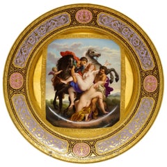 Assiette splendide en porcelaine impériale viennoise "Enlèvement de Phoebe et Elaira"