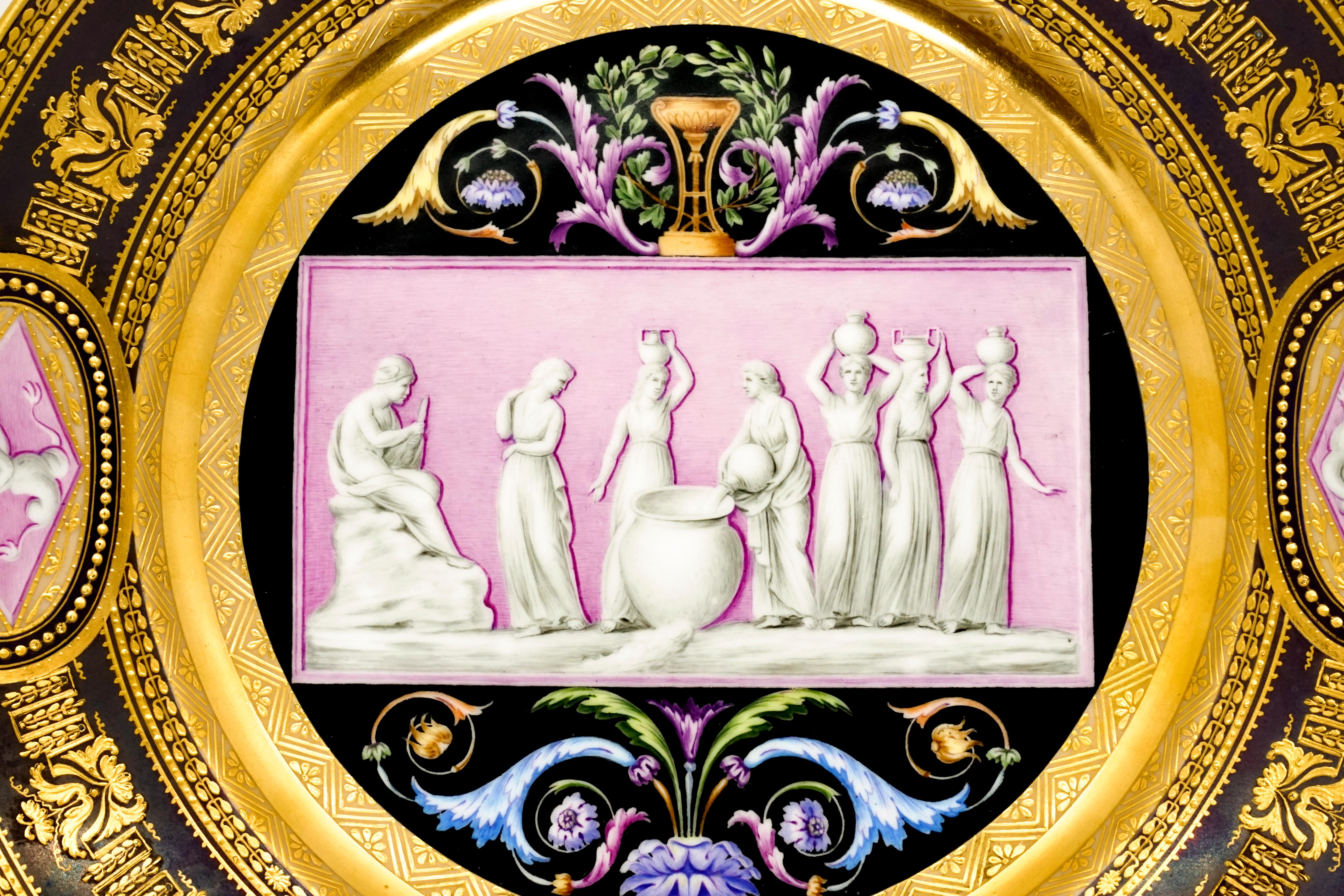 Classical Greek Viennese Imperial Porcelain Splendour Plate, Wien Sorgenthal Period, 1805