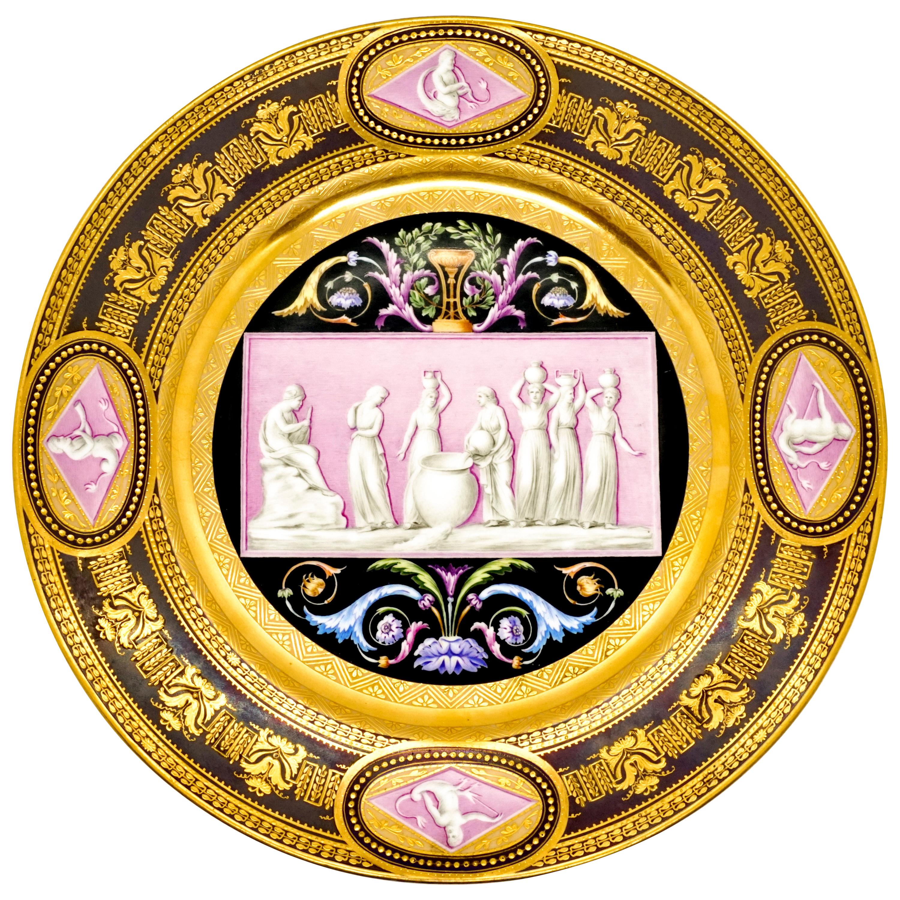 Viennese Imperial Porcelain Splendour Plate, Wien Sorgenthal Period, 1805