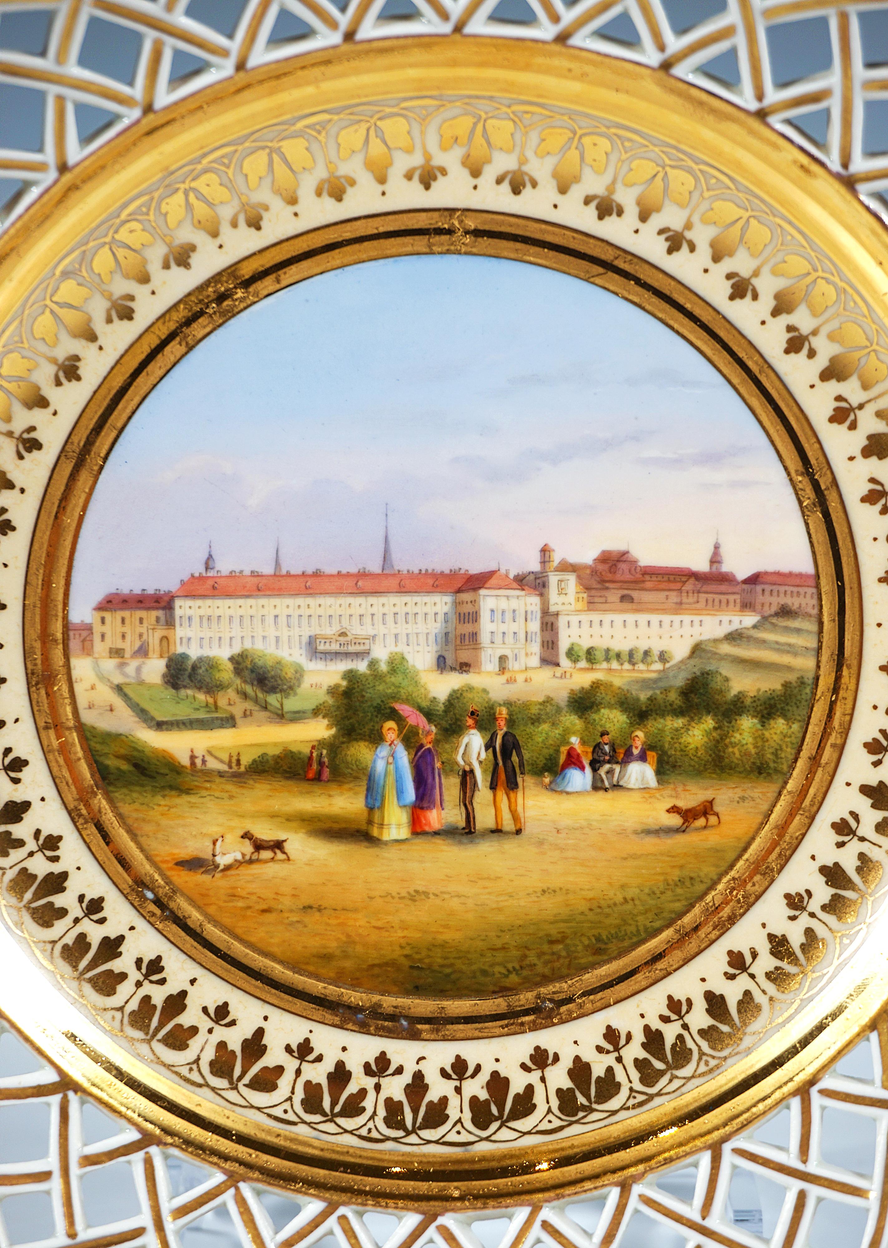 Austriaco Piatto Veduta in porcellana imperiale viennese, 