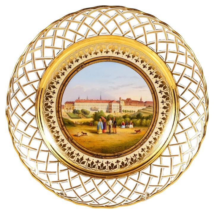 Viennese Imperial Porcelain Veduta Plate, 'K.k. Hofburg Á Vienne', 1818