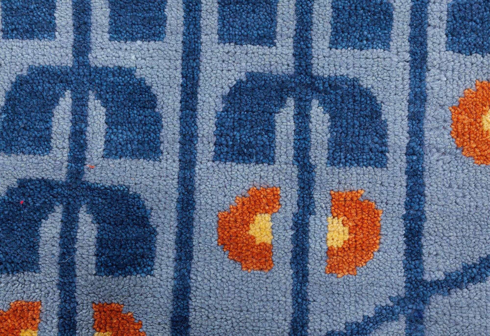 Viennese Inspired Blue Hand-Knotted Wool Rug by Doris Leslie Blau
Size: 10'1