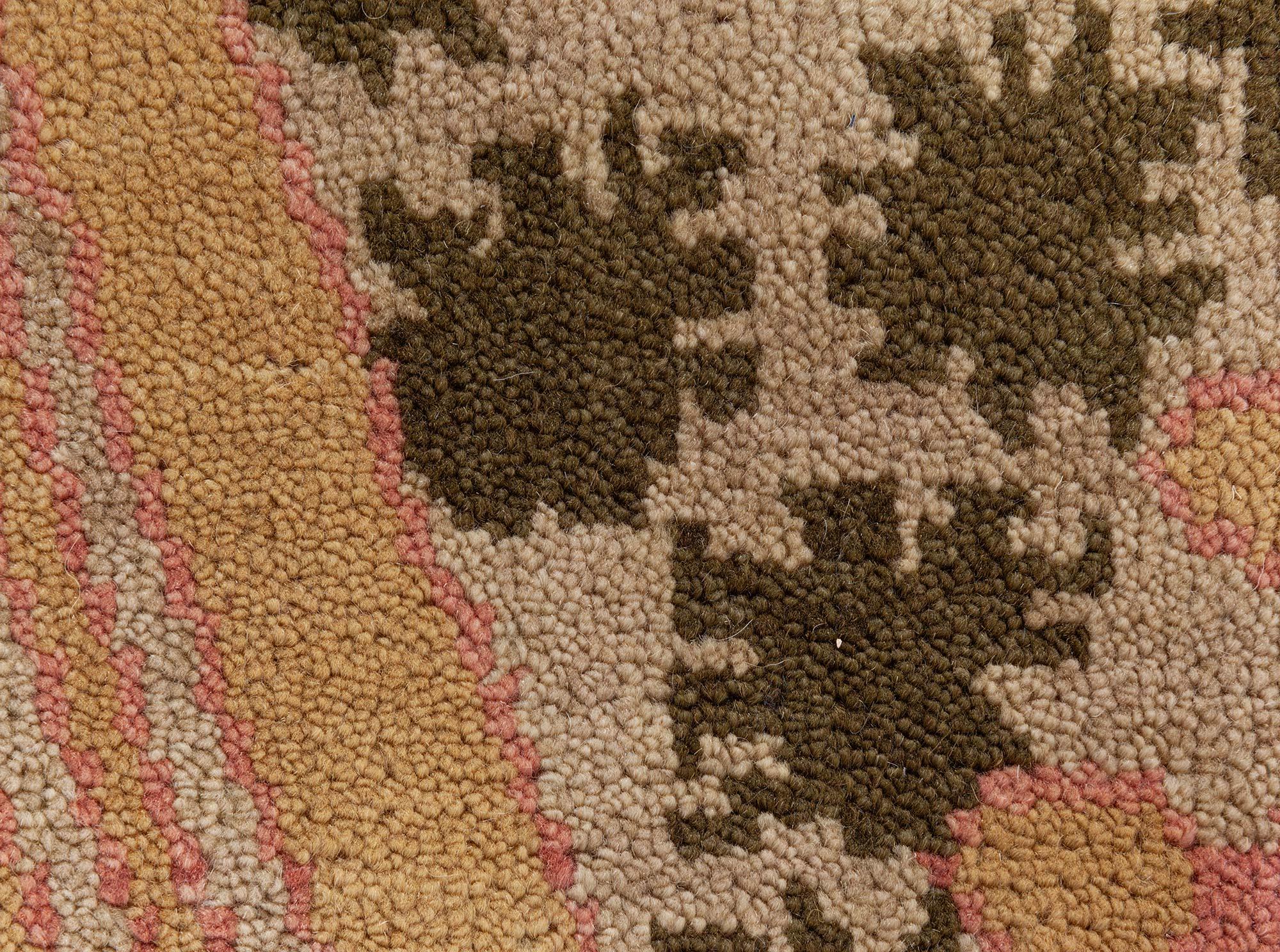 Viennese Inspired Green Pink Hand-Knotted Wool Rug by Doris Leslie Blau 3