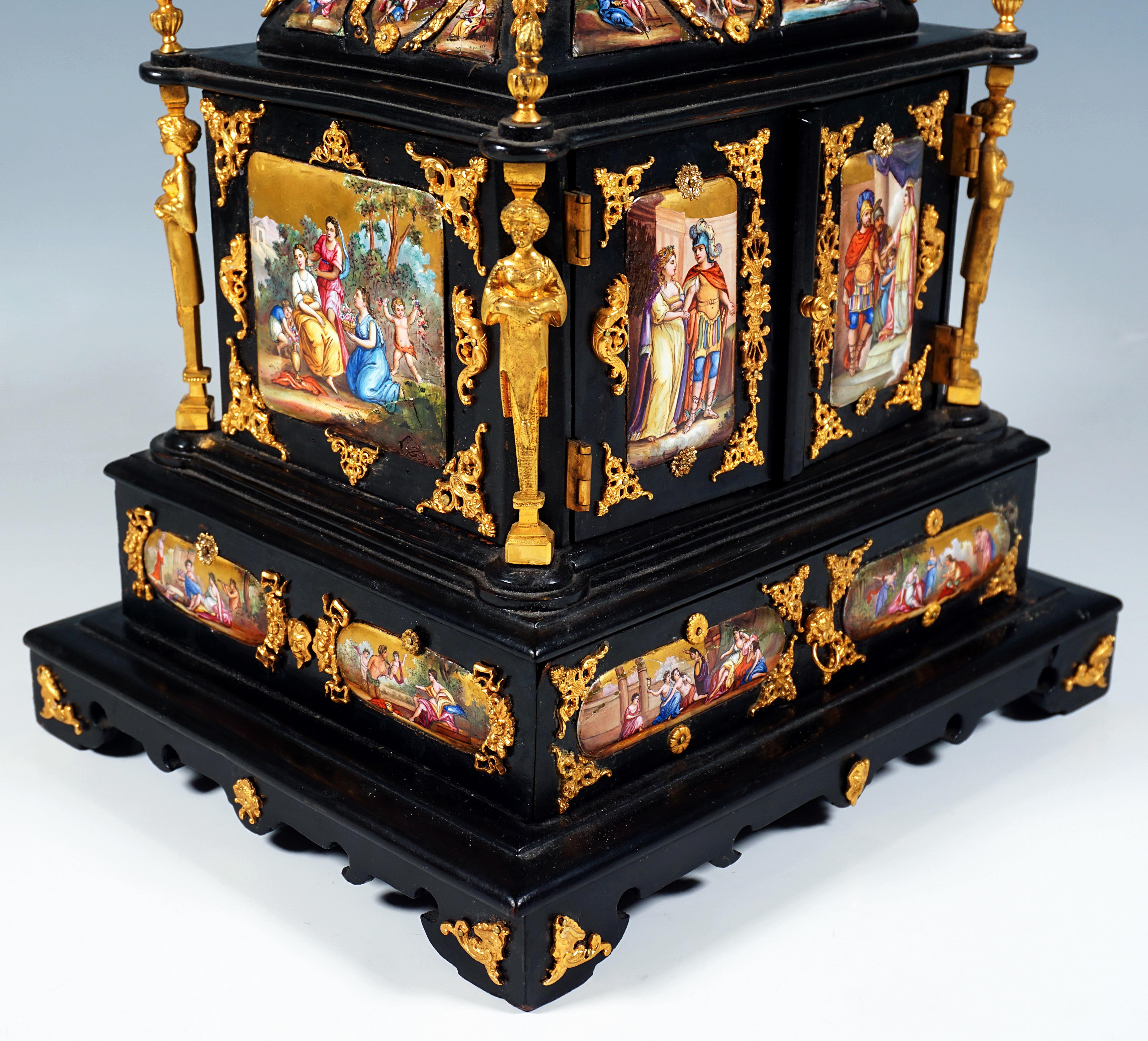 Wiener Jewell mit Emailmalerei, Bronze- und Messingbeschläge, um 1870/1880 im Angebot 6