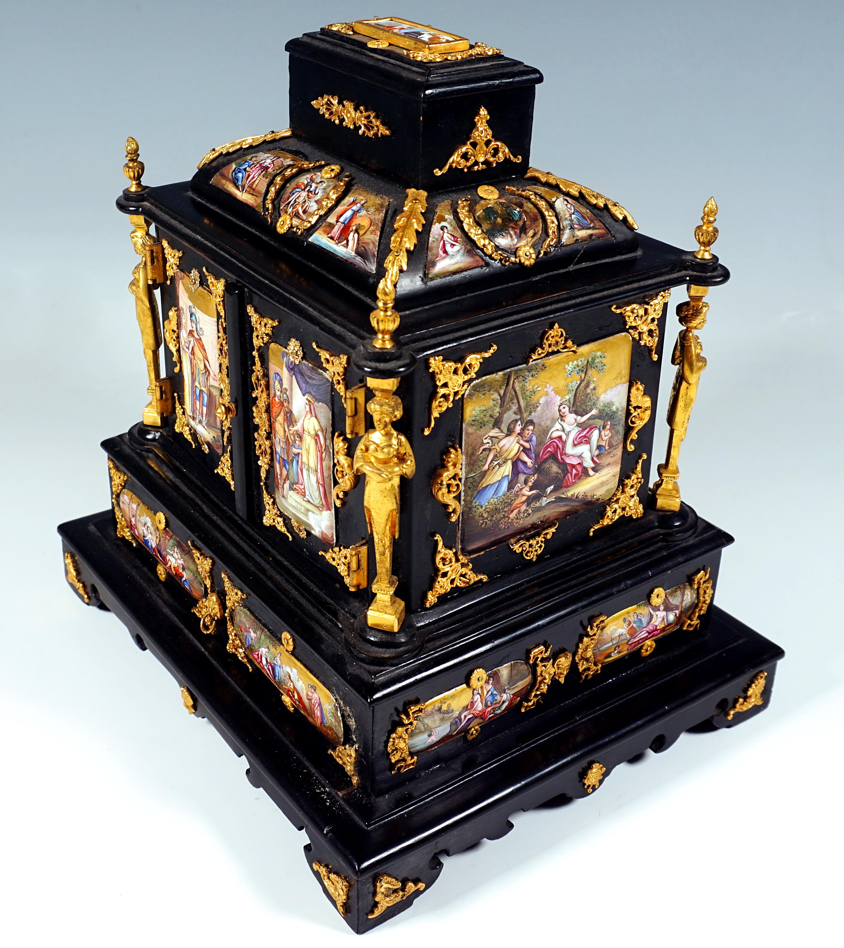 Wiener Jewell mit Emailmalerei, Bronze- und Messingbeschläge, um 1870/1880 im Angebot 7